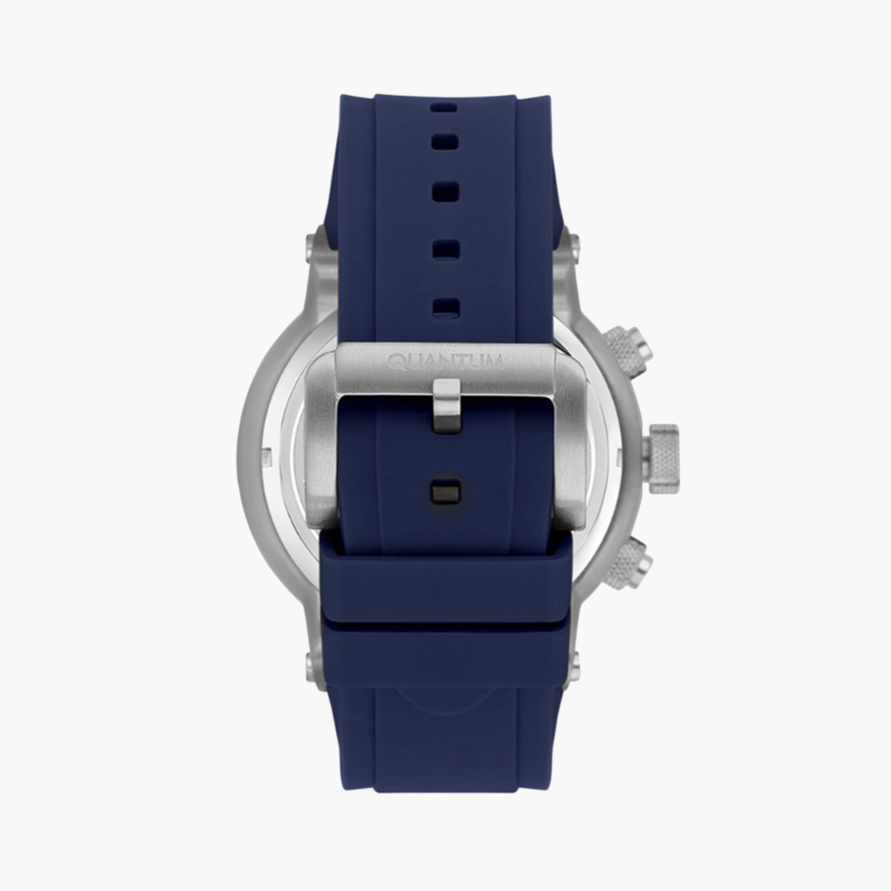 كوانتوم- ساعة كرونوغراف للرجال 53 مم زرقاء بحزام سيليكون | HNG1051.399-men-watchesandjewellery-watches-image-3