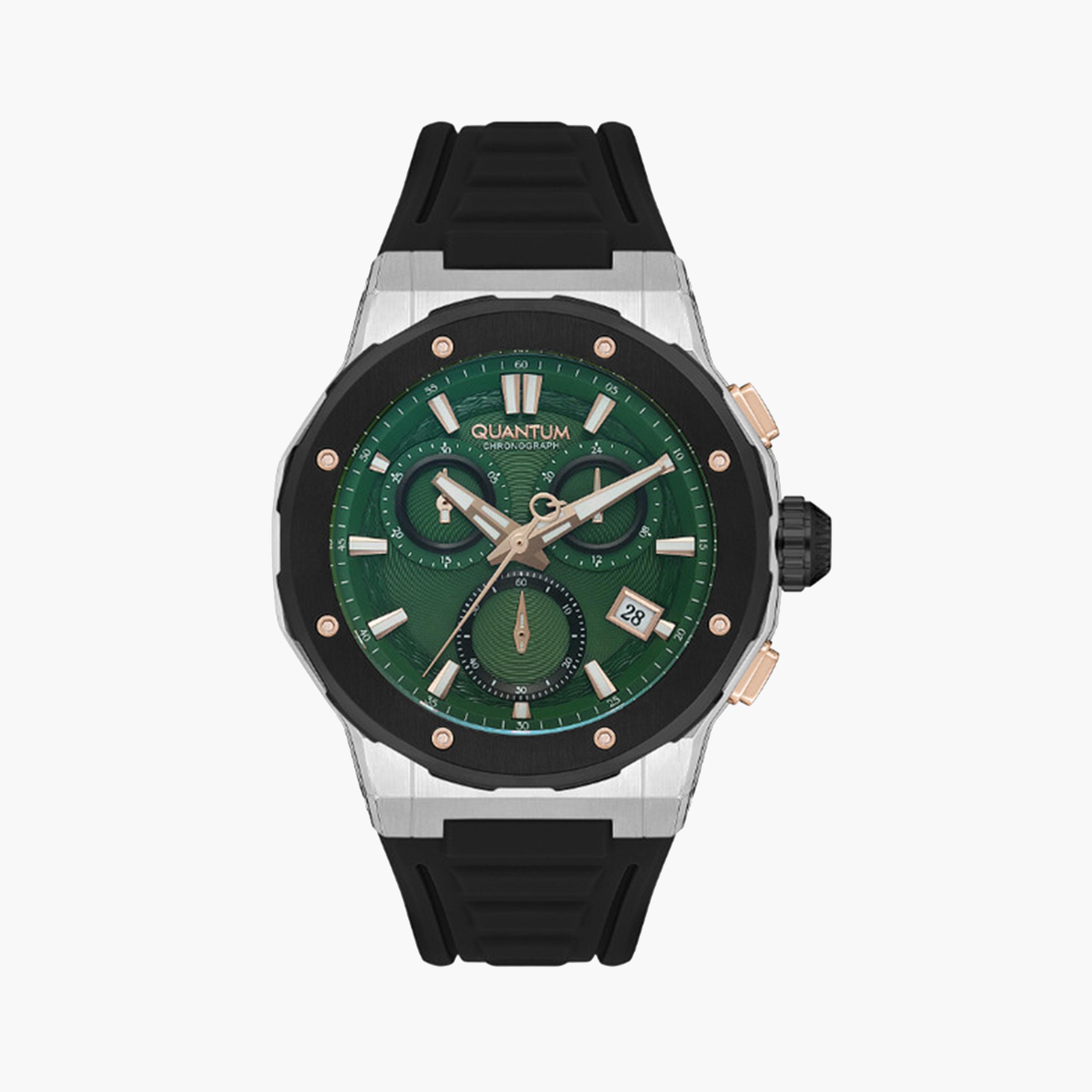 Quantum Men's 46 MM Black Chronograph Silicone Strap Watch | HNG1082.371-men-watchesandjewellery-watches-image-1