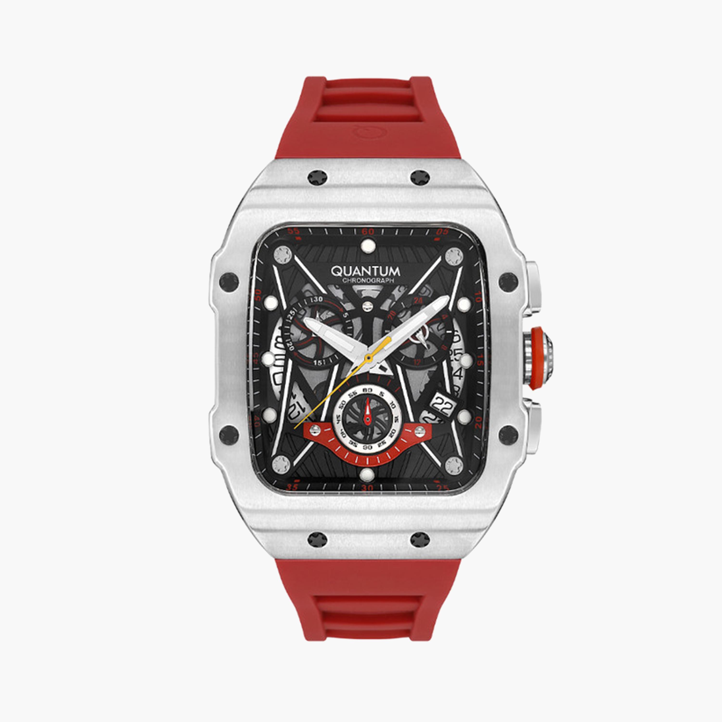 Quantum Men's 43 MM Red Chronograph Silicone Strap Watch | HNG1080.058-men-watchesandjewellery-watches-image-1