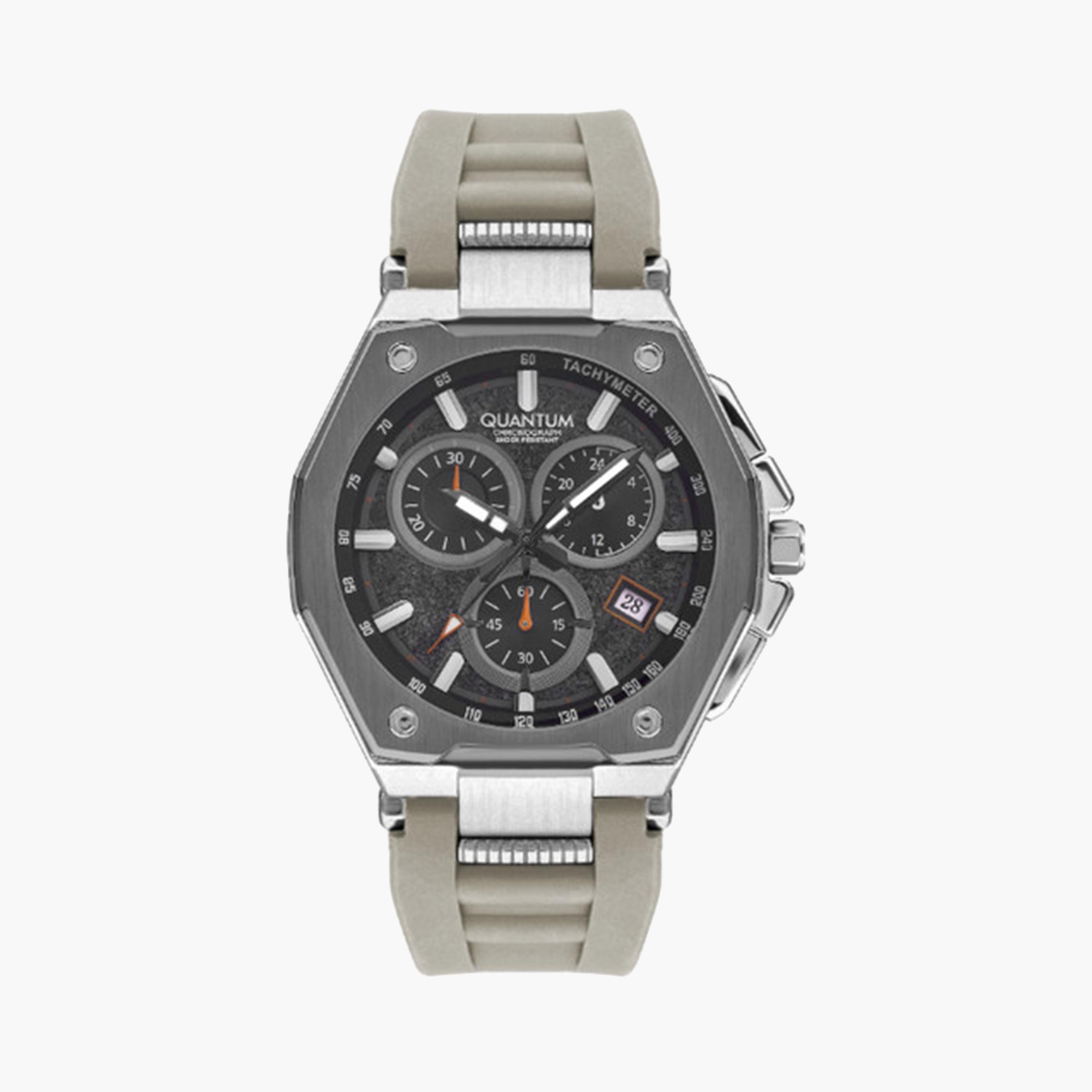 Quantum Men's 47 MM Grey Chronograph Silicone Strap Watch | PWG1005.374-men-watchesandjewellery-watches-image-1