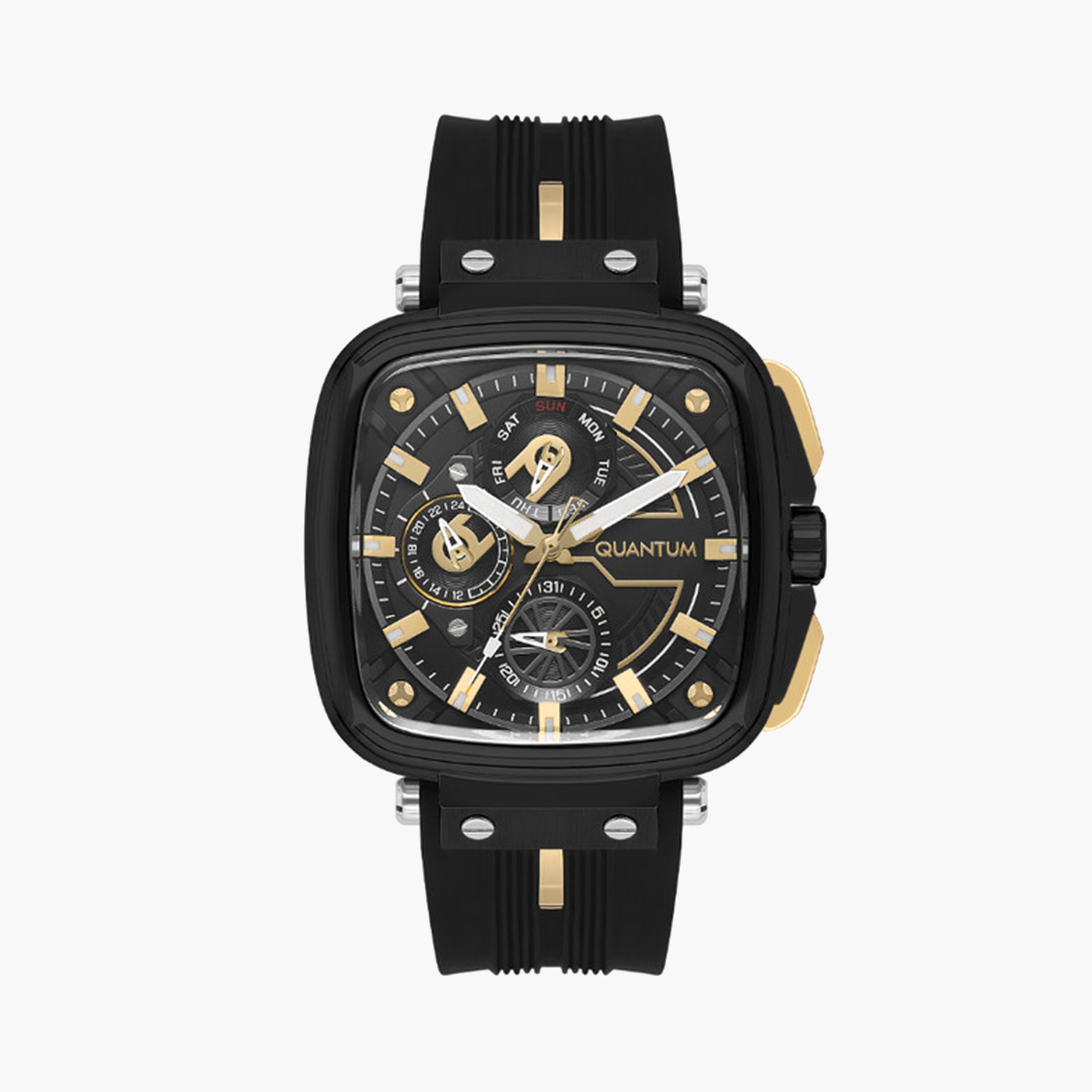 كوانتوم- ساعة كرونوغراف للرجال 44 مم سوداء بحزام سيليكون | PWG1014.651-men-watchesandjewellery-watches-image-1