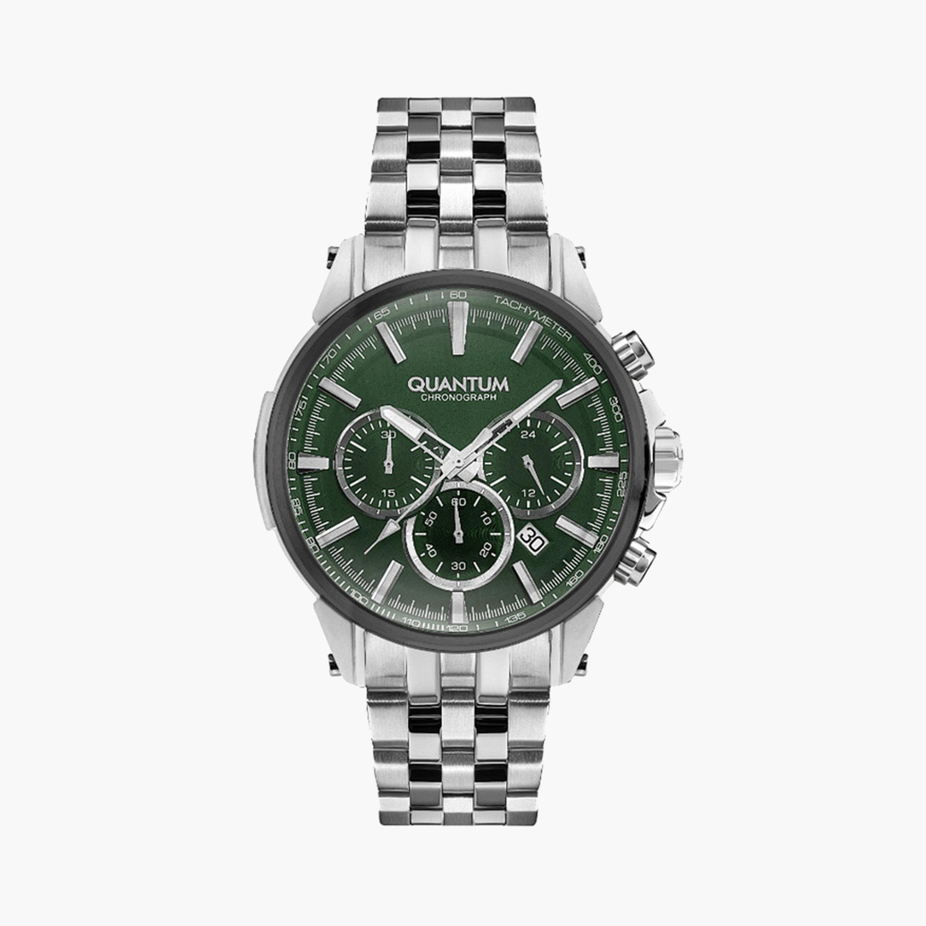 كوانتوم- ساعة كرونوغراف للرجال 45 ملم فضية بحزام معدني | PWG882.370-men-watchesandjewellery-watches-image-1