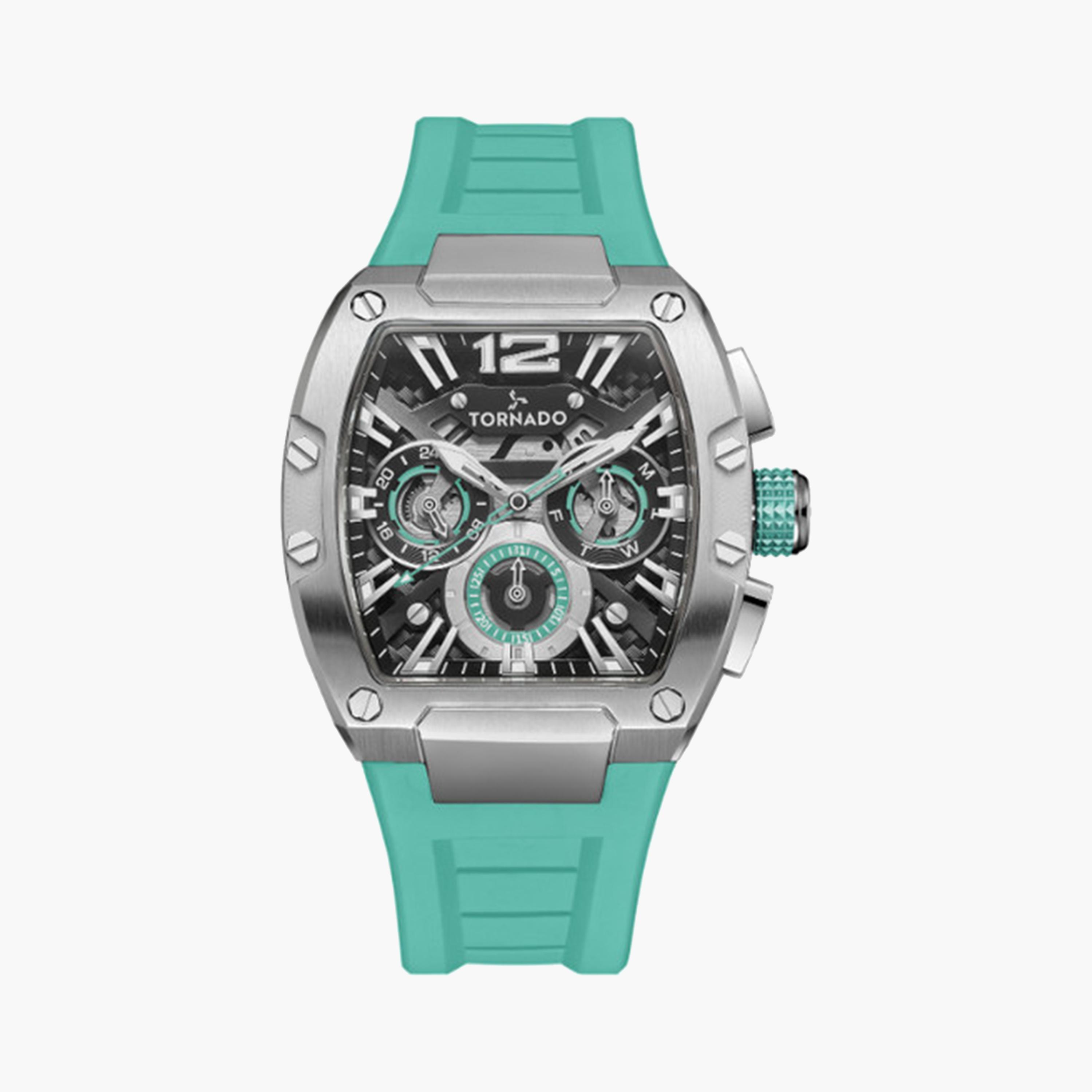 Tornado Men's 43 MM Green Chronograph Silicone Strap Watch | T23105-SSHB-men-watchesandjewellery-watches-image-1
