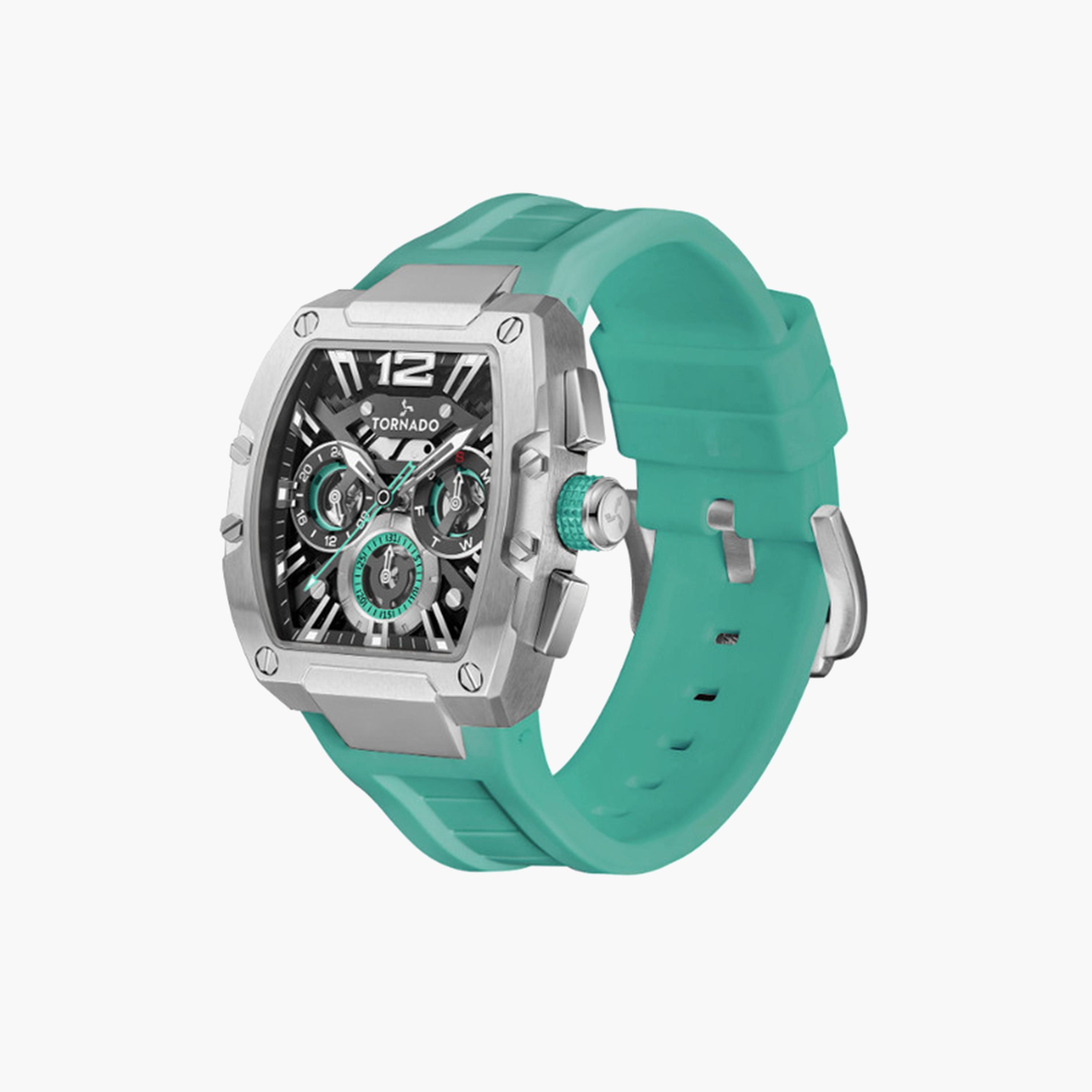 Tornado Men's 43 MM Green Chronograph Silicone Strap Watch | T23105-SSHB-men-watchesandjewellery-watches-image-2