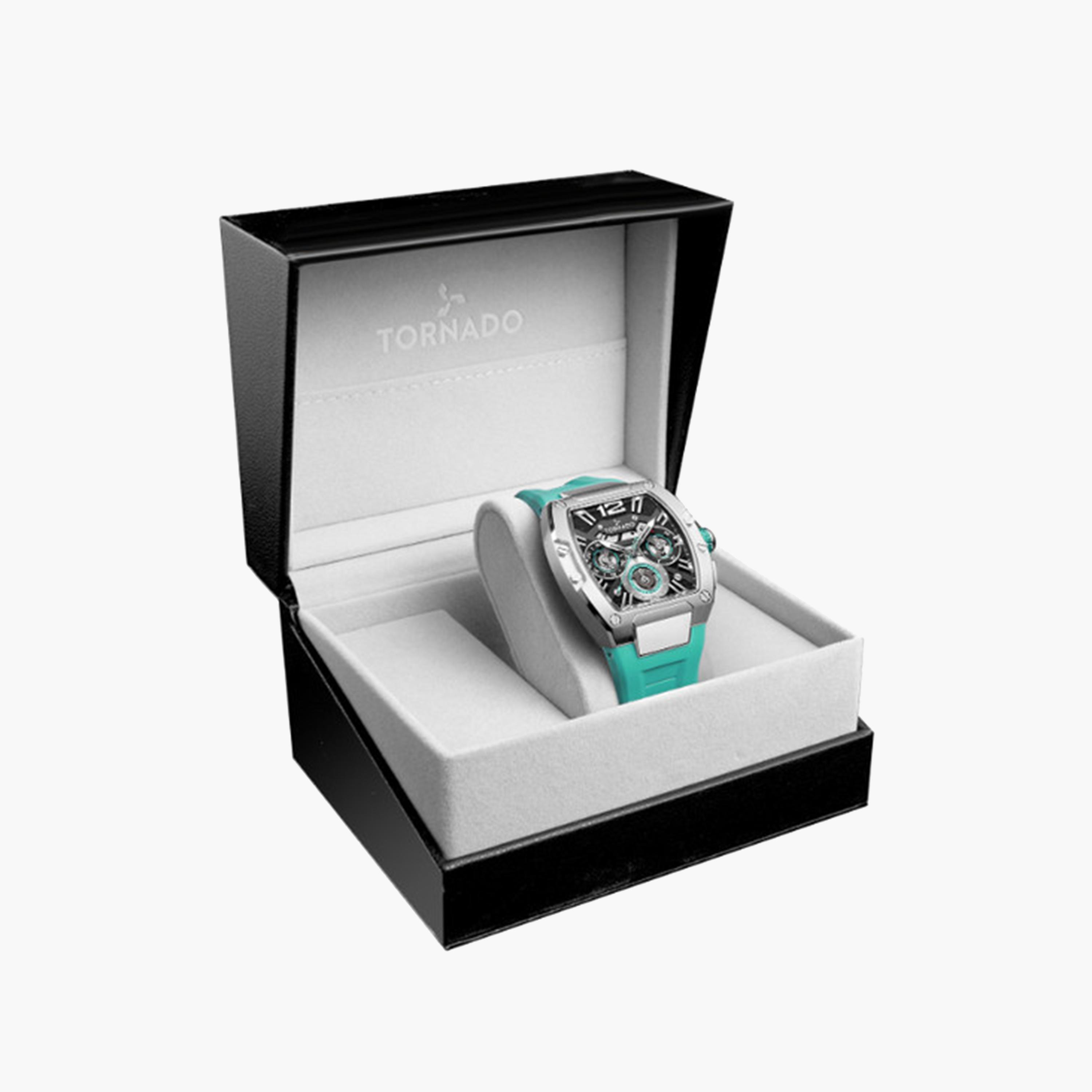 Tornado Men's 43 MM Green Chronograph Silicone Strap Watch | T23105-SSHB-men-watchesandjewellery-watches-image-4