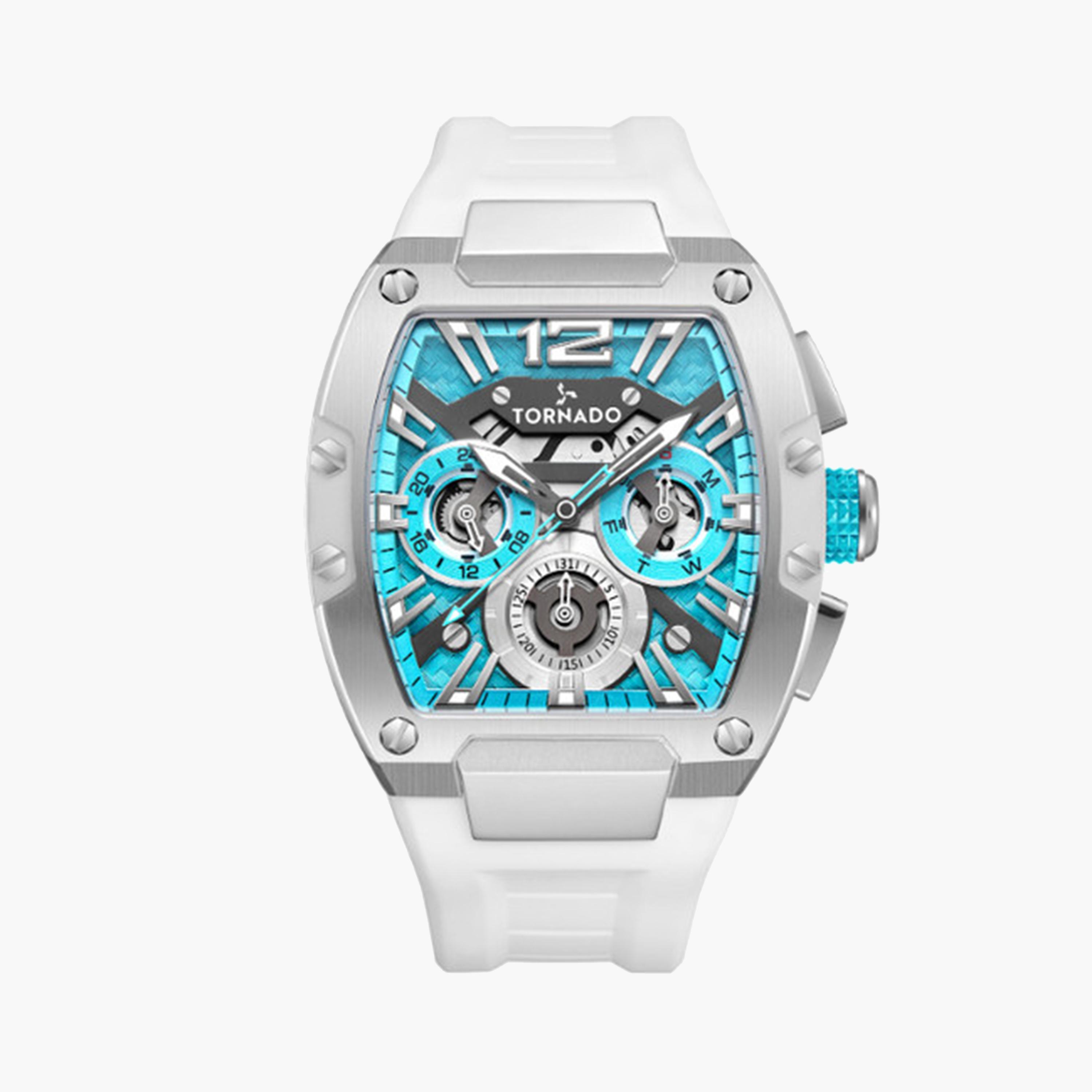 Tornado Men's 43 MM White Chronograph Silicone Strap Watch | T23105-SSWL-men-watchesandjewellery-watches-image-1