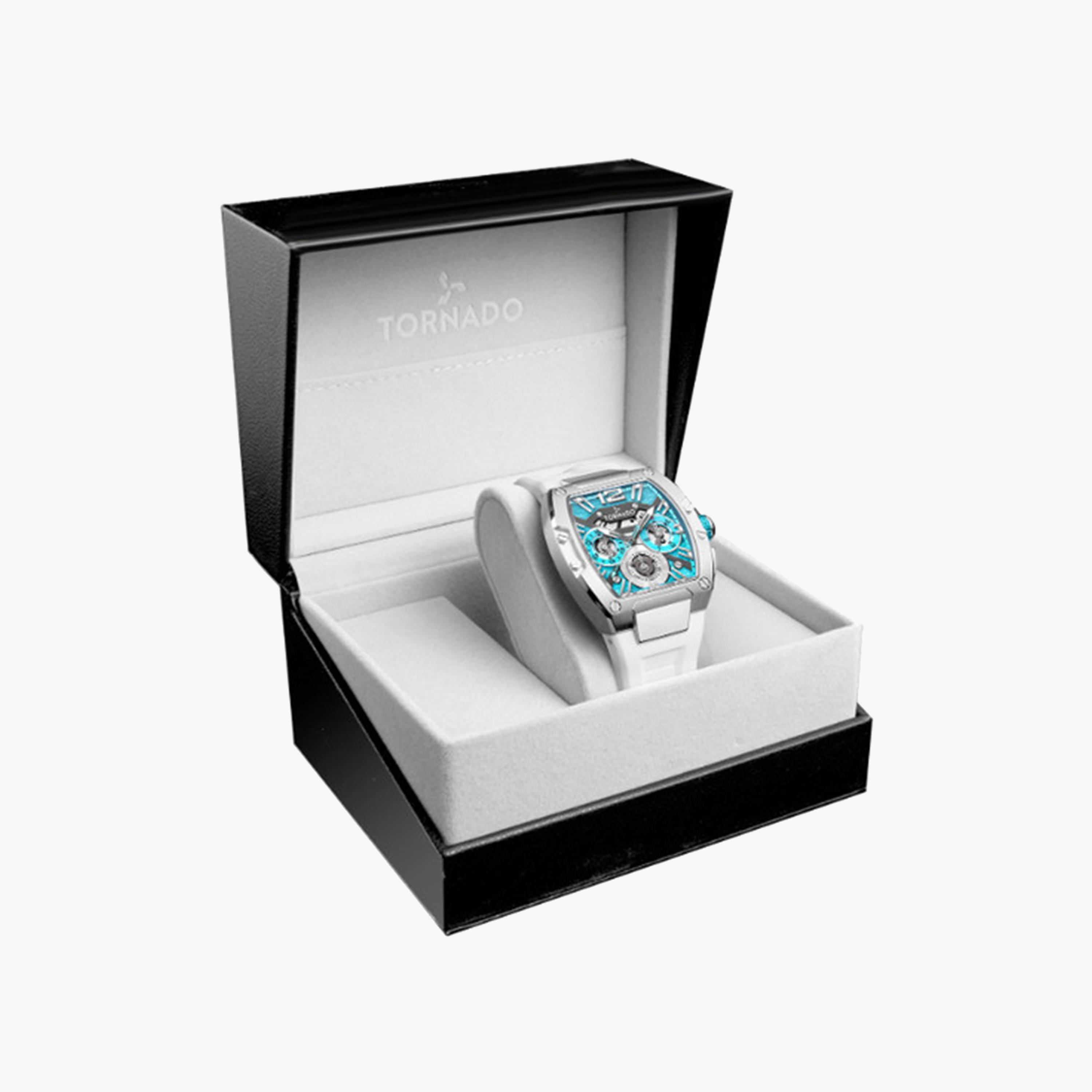 Tornado Men's 43 MM White Chronograph Silicone Strap Watch | T23105-SSWL-men-watchesandjewellery-watches-image-4