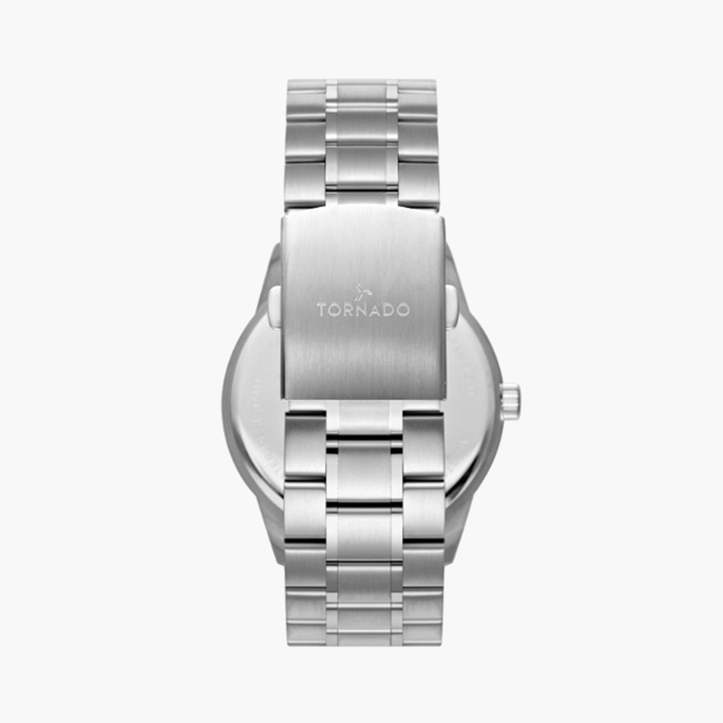 تورنادو- ساعة تناظرية للرجال 43 ملم بسوار من الستانلس ستيل باللون الفضي | T24007-SBSB-men-watchesandjewellery-watches-image-3