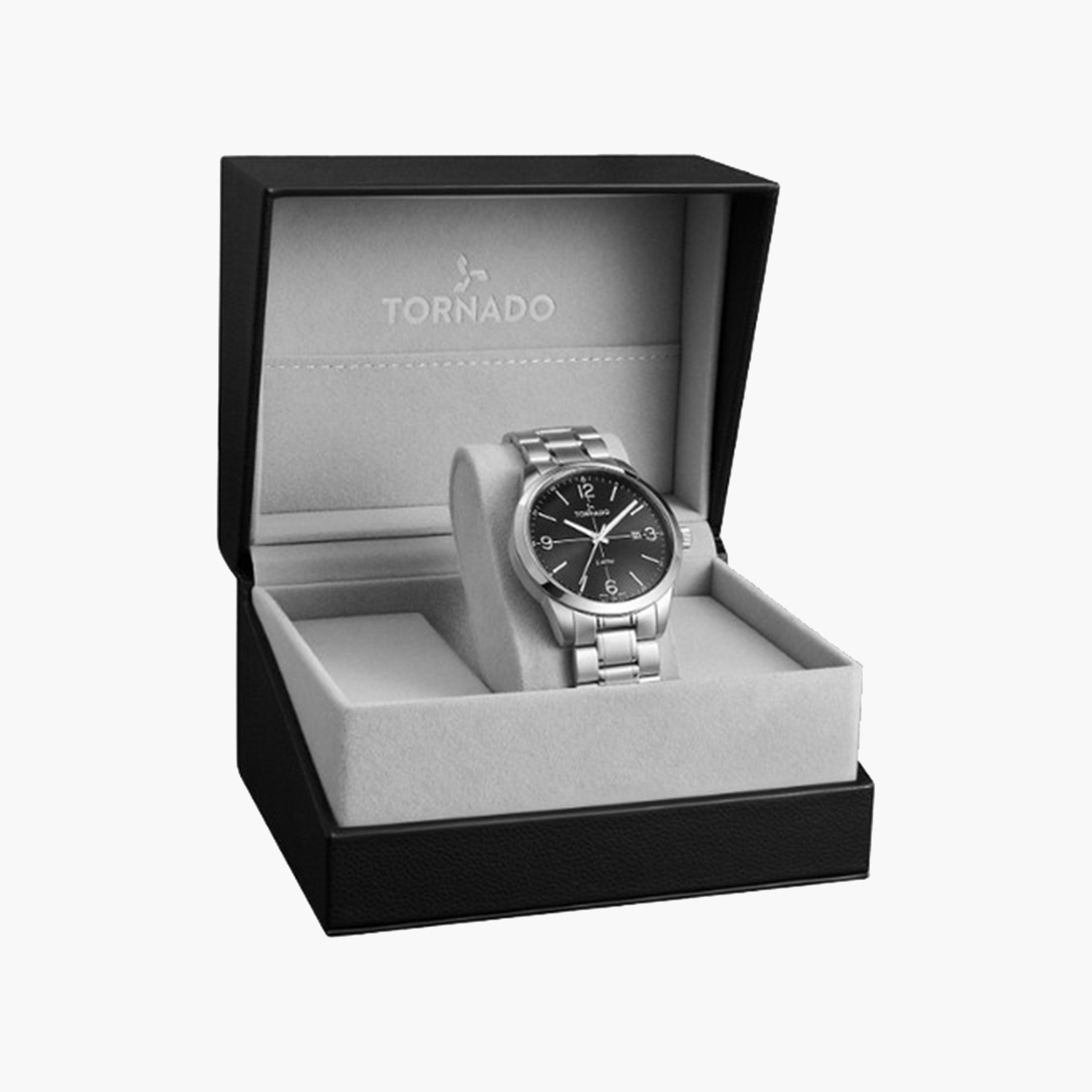 تورنادو- ساعة تناظرية للرجال 43 ملم بسوار من الستانلس ستيل باللون الفضي | T24007-SBSB-men-watchesandjewellery-watches-image-4