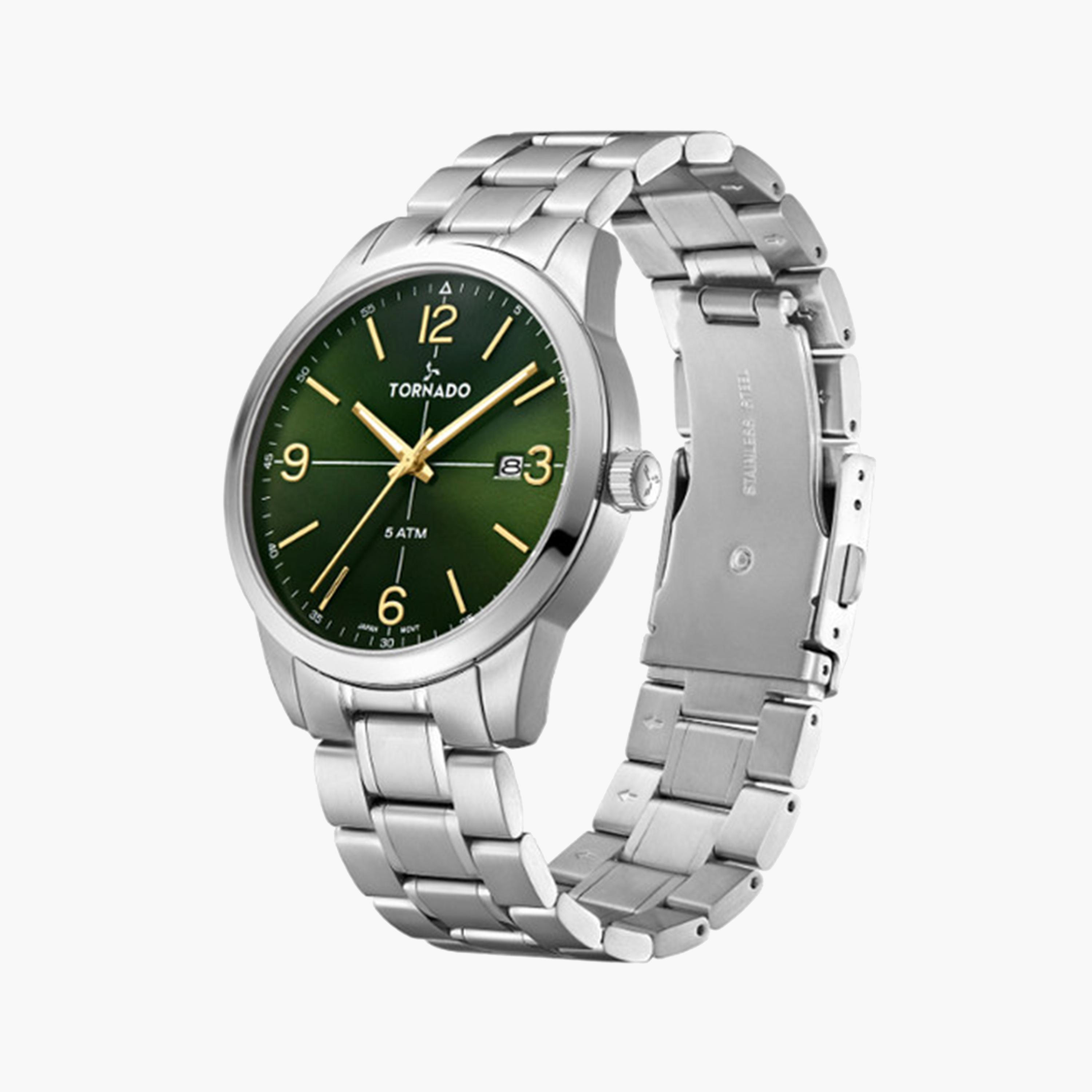 Tornado Men's 43 MM Silver Analog Stainless Steel Strap Watch | T24007-SBSH-men-watchesandjewellery-watches-image-2