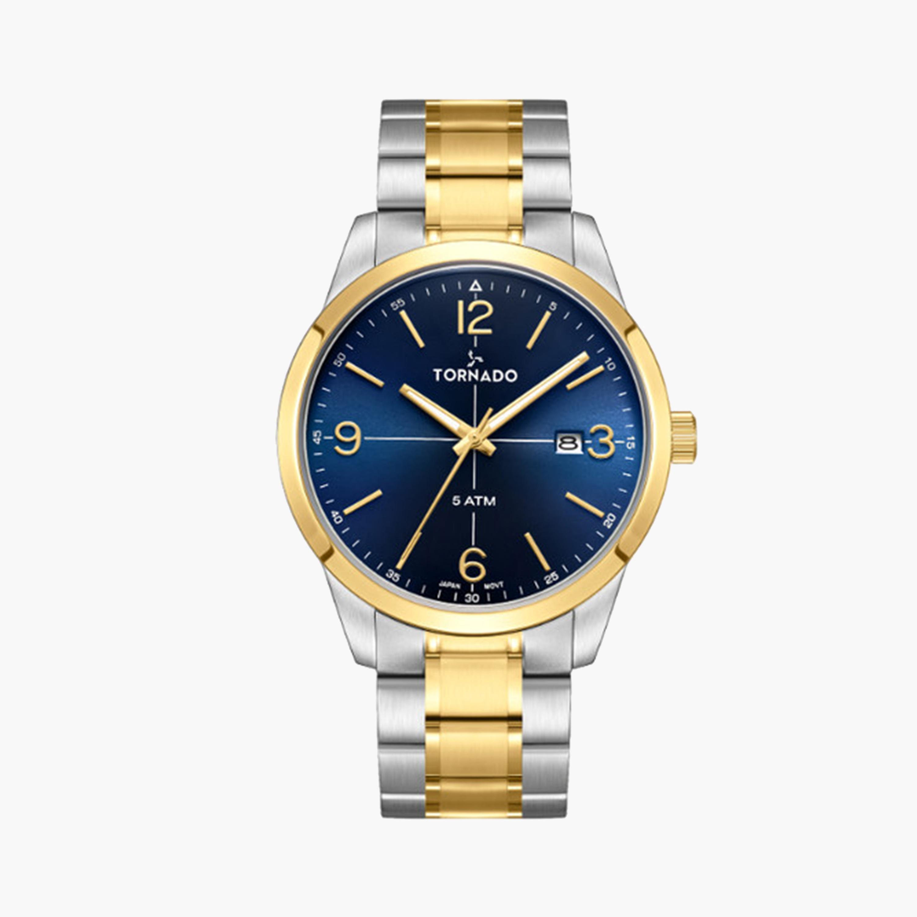 Tornado Men's 43 MM Gold Analog Stainless Steel Strap Watch | T24007-TBTN-men-watchesandjewellery-watches-image-1