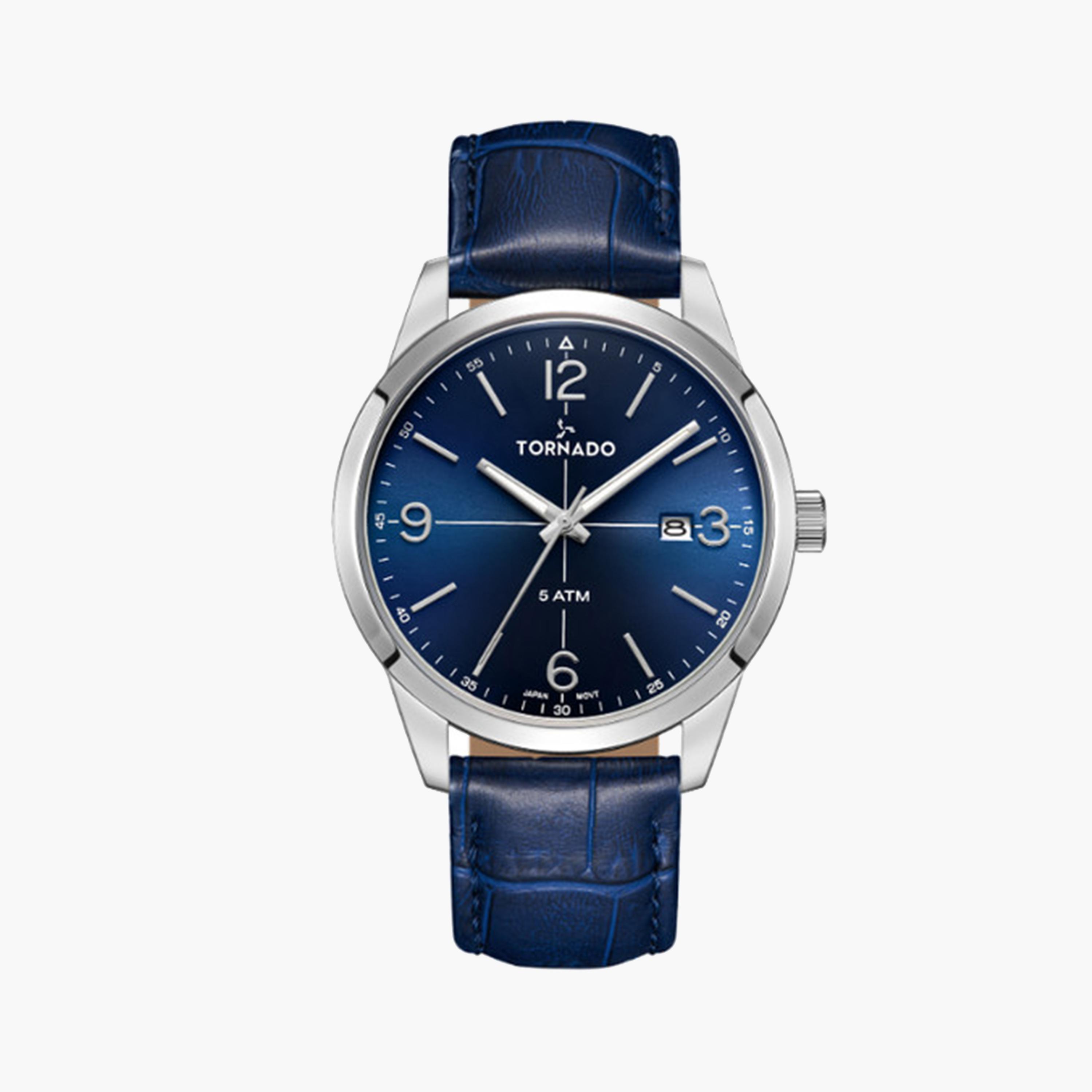 Tornado Men's 43 MM Blue Analog Stainless Steel Strap Watch | T24007-SLNN-men-watchesandjewellery-watches-image-1