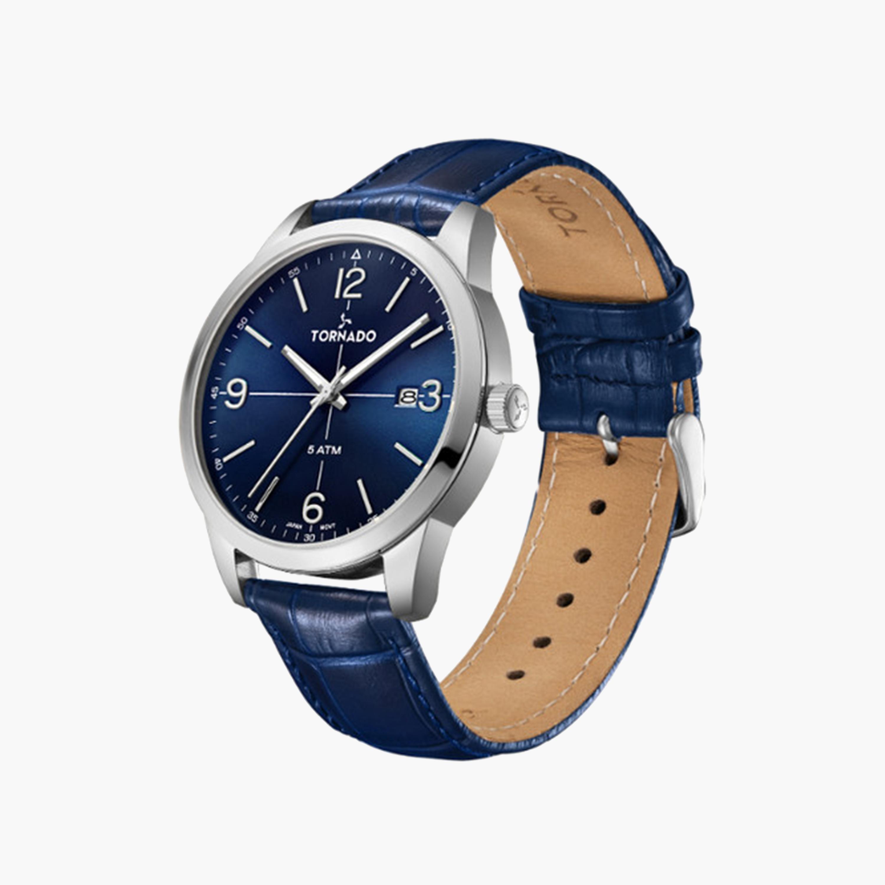 Tornado Men's 43 MM Blue Analog Stainless Steel Strap Watch | T24007-SLNN-men-watchesandjewellery-watches-image-2
