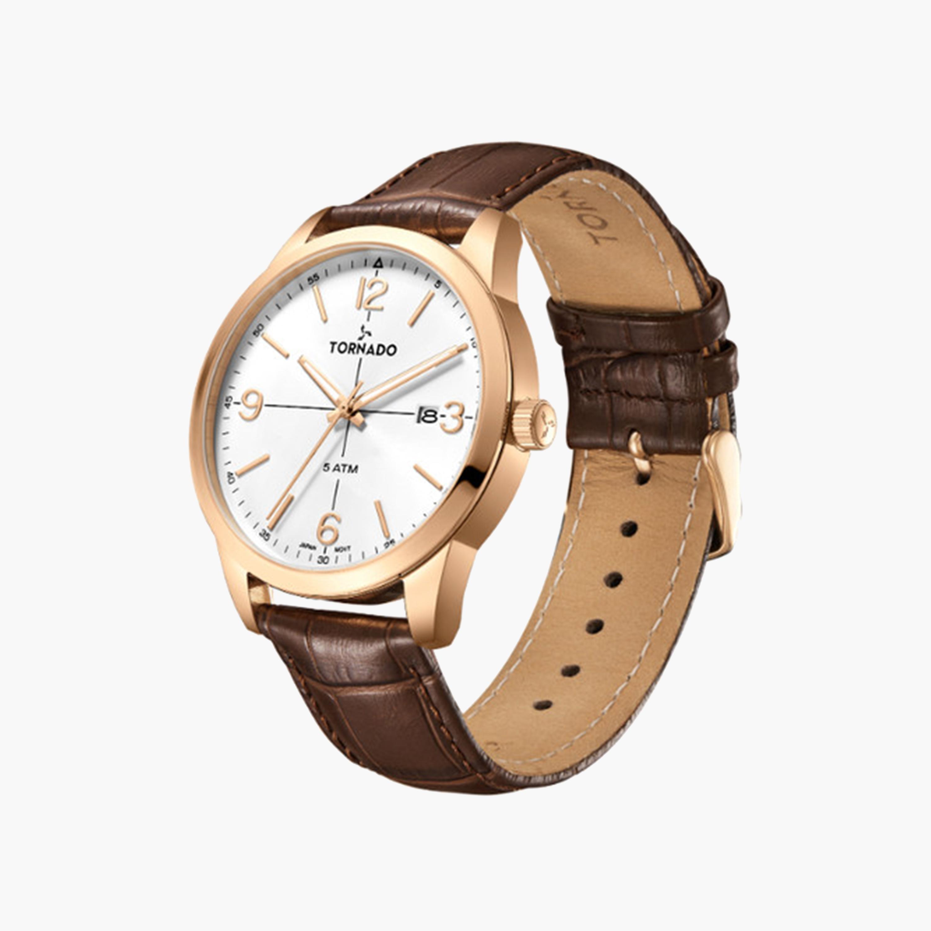 Tornado Men's 43 MM Brown Analog Stainless Steel Strap Watch | T24007-RLDW-men-watchesandjewellery-watches-image-2