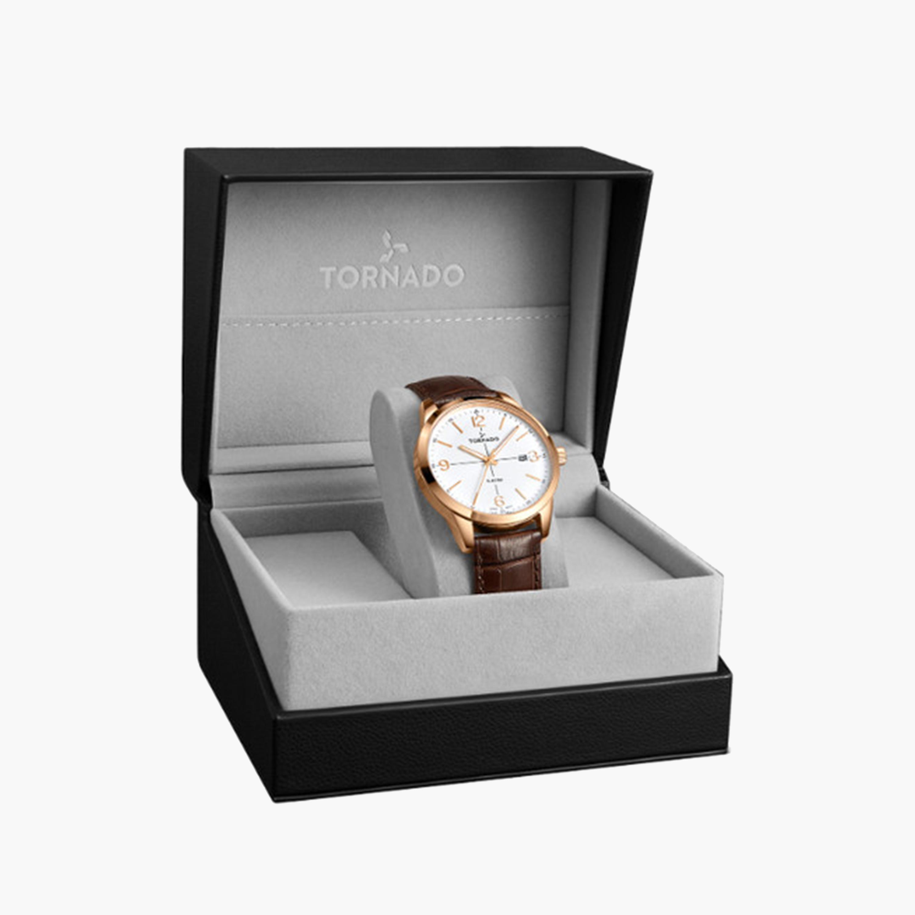 Tornado Men's 43 MM Brown Analog Stainless Steel Strap Watch | T24007-RLDW-men-watchesandjewellery-watches-image-4
