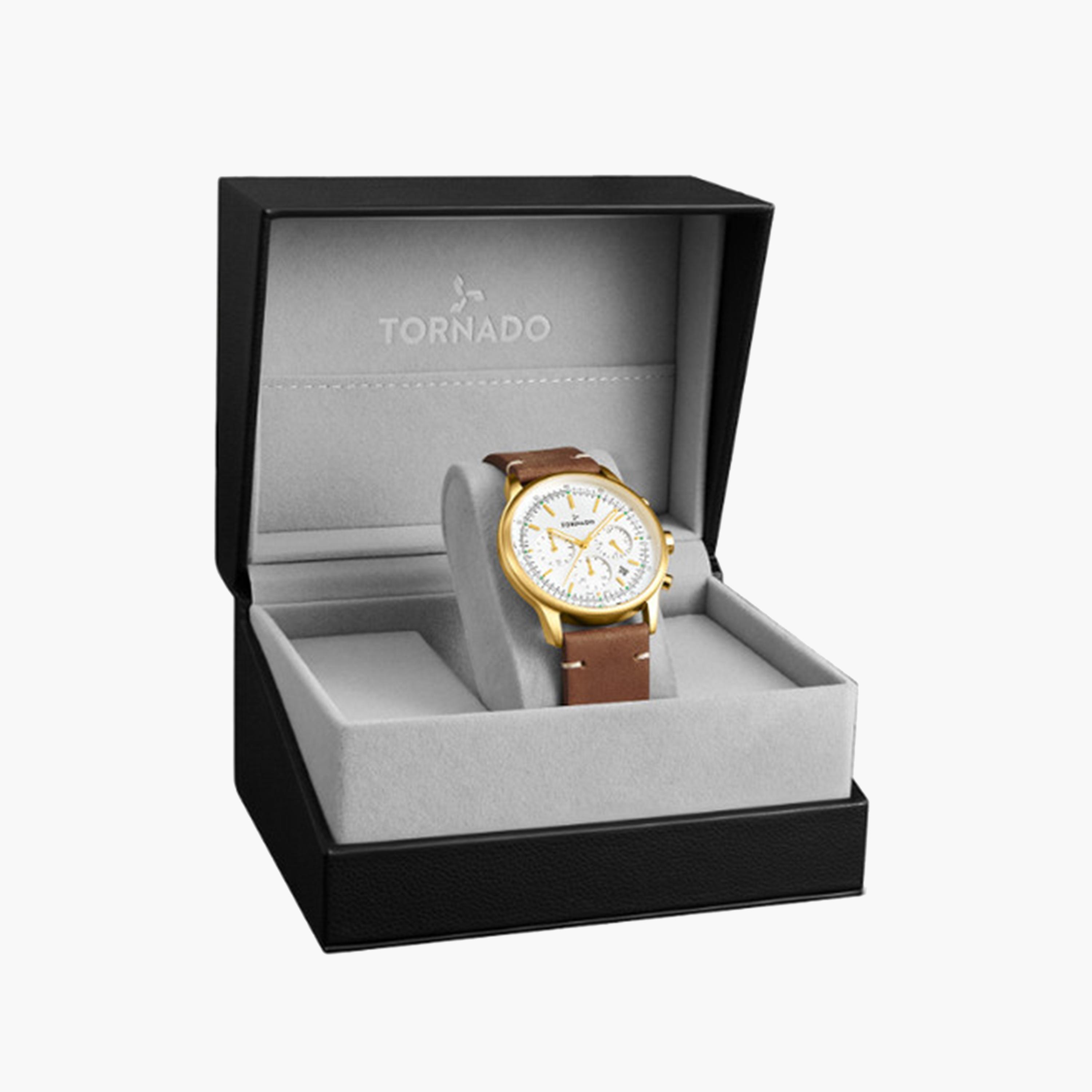 تورنادو- ساعة كرونوغراف للرجال 42 ملم فضية بسوار من الستانلس ستيل | T24108-GLDW-men-watchesandjewellery-watches-image-4