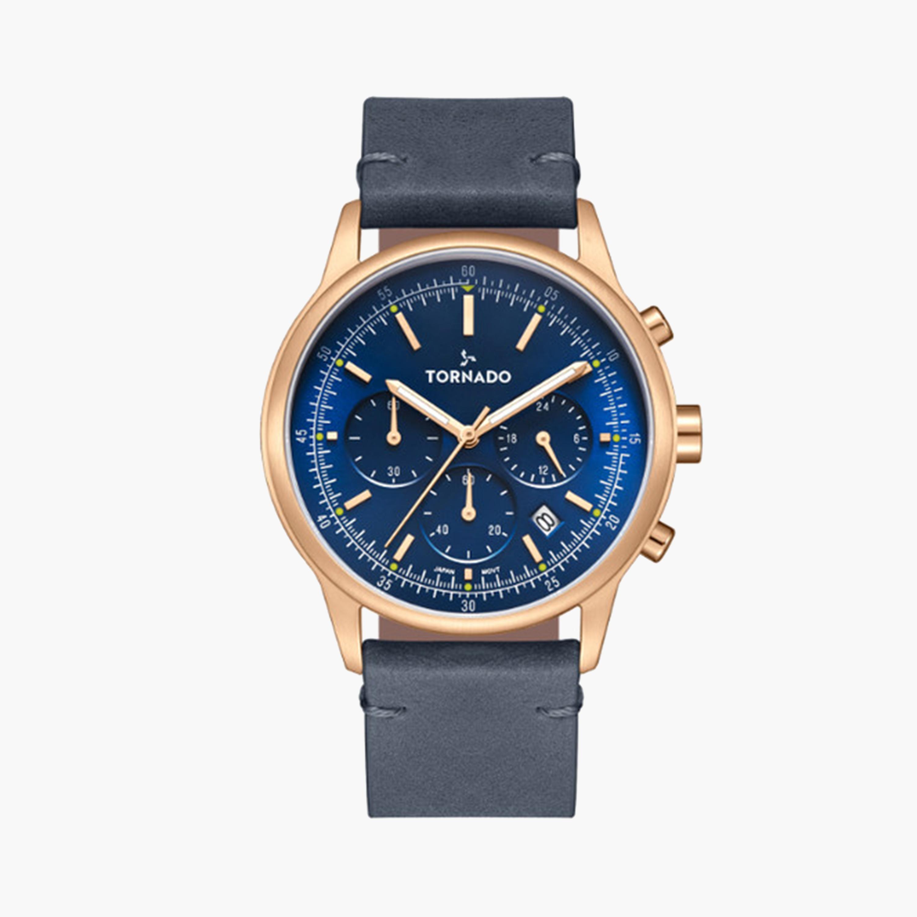 Tornado Men's 42 MM Blue Chronograph Stainless Steel Strap Watch | T24108-RLNN-men-watchesandjewellery-watches-image-1