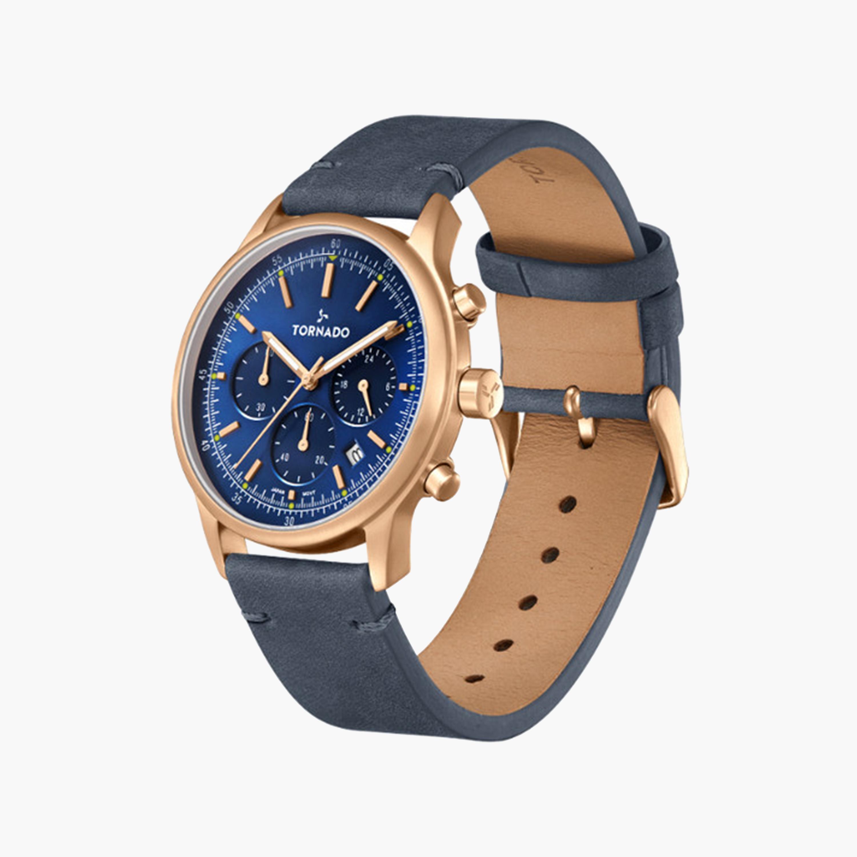 Tornado Men's 42 MM Blue Chronograph Stainless Steel Strap Watch | T24108-RLNN-men-watchesandjewellery-watches-image-2