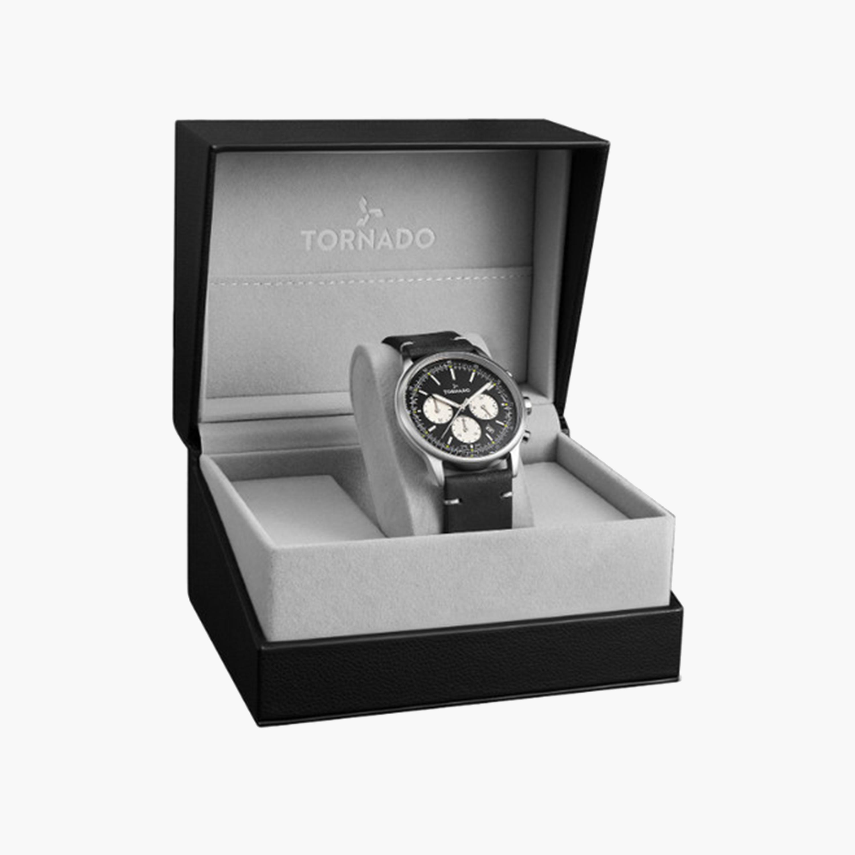 تورنادو- ساعة كرونوغراف للرجال 42 ملم سوداء بسوار من الستانلس ستيل | T24108-SLBB-men-watchesandjewellery-watches-image-4