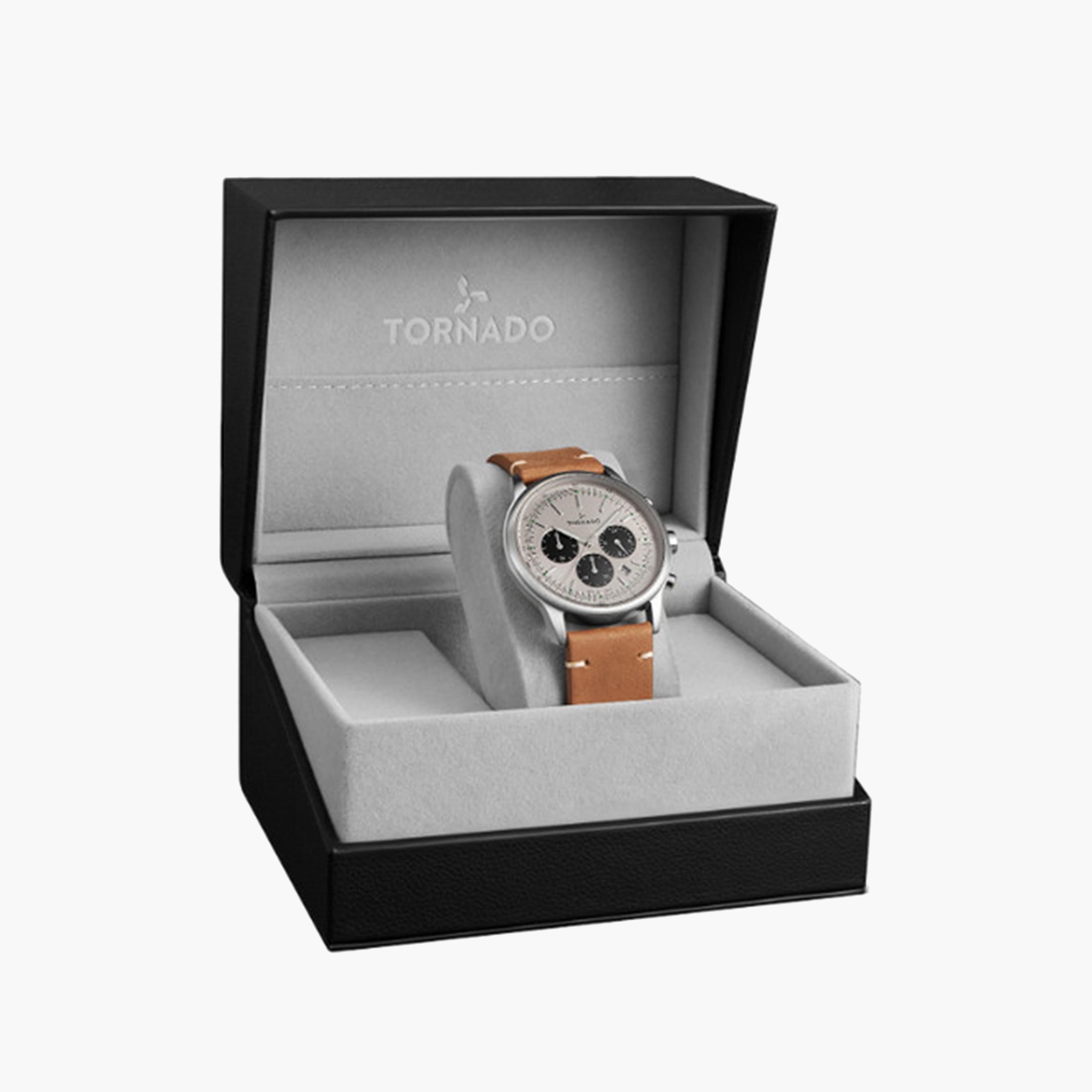 Tornado Men's 42 MM Beige Chronograph Stainless Steel Strap Watch | T24108-SLEI-men-watchesandjewellery-watches-image-4