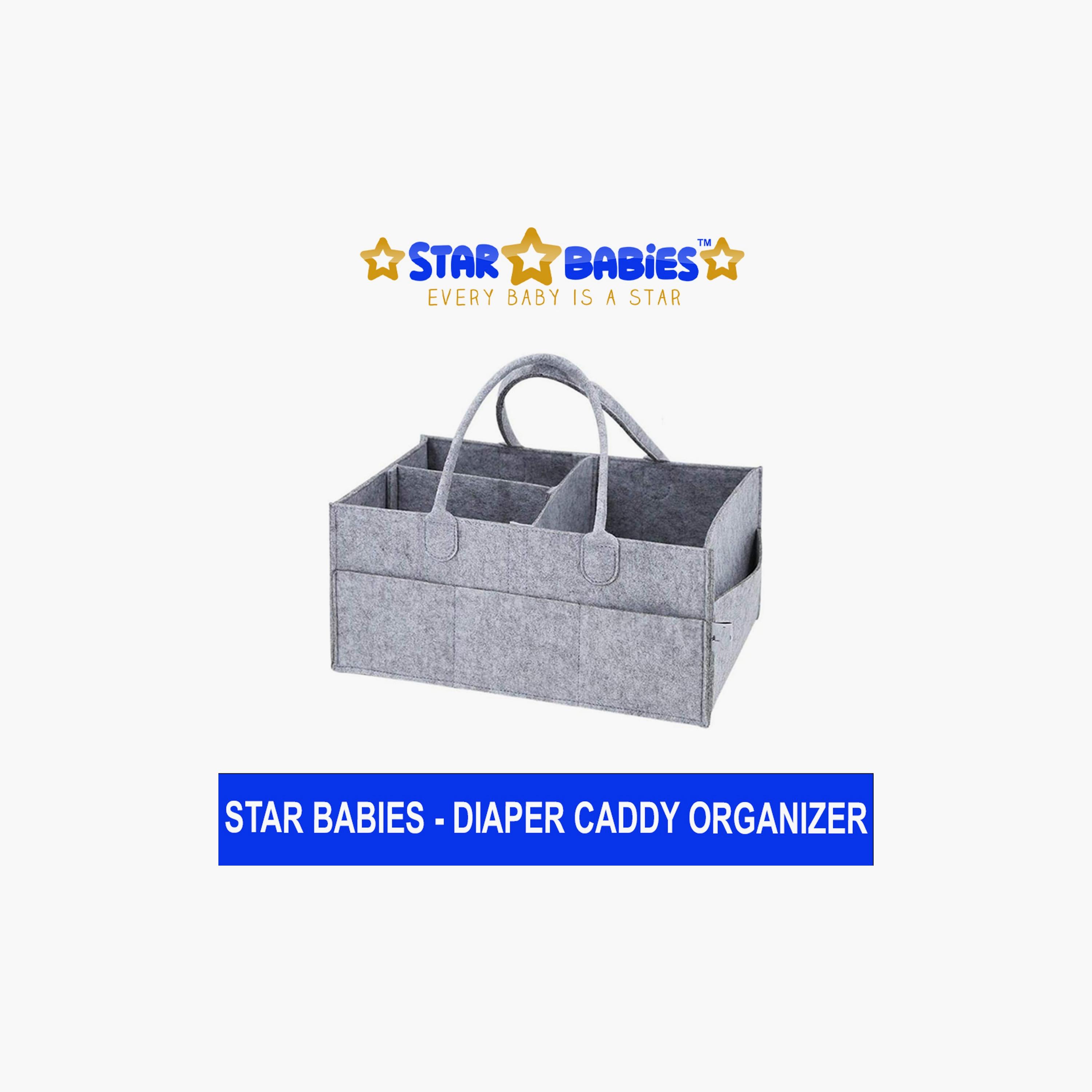 Star Babies Light Weight Diaper Caddy Organizer - Grey-baby-gear-diaperbags-image-2