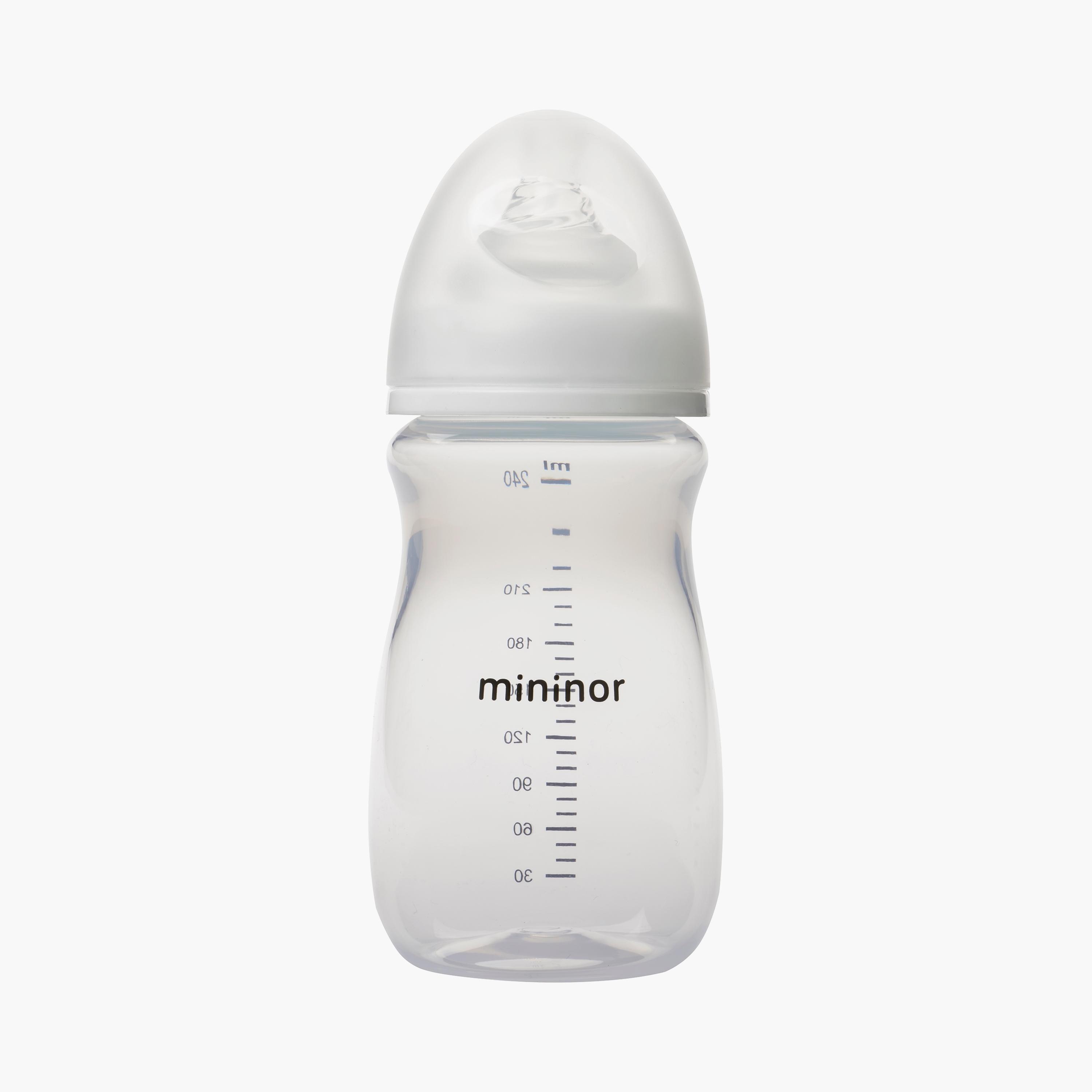 Mininor Feeding Bottle with Teat - 240 ml - 0 Months-baby-feeding-feedingbottles-bottlesandteats-image-1