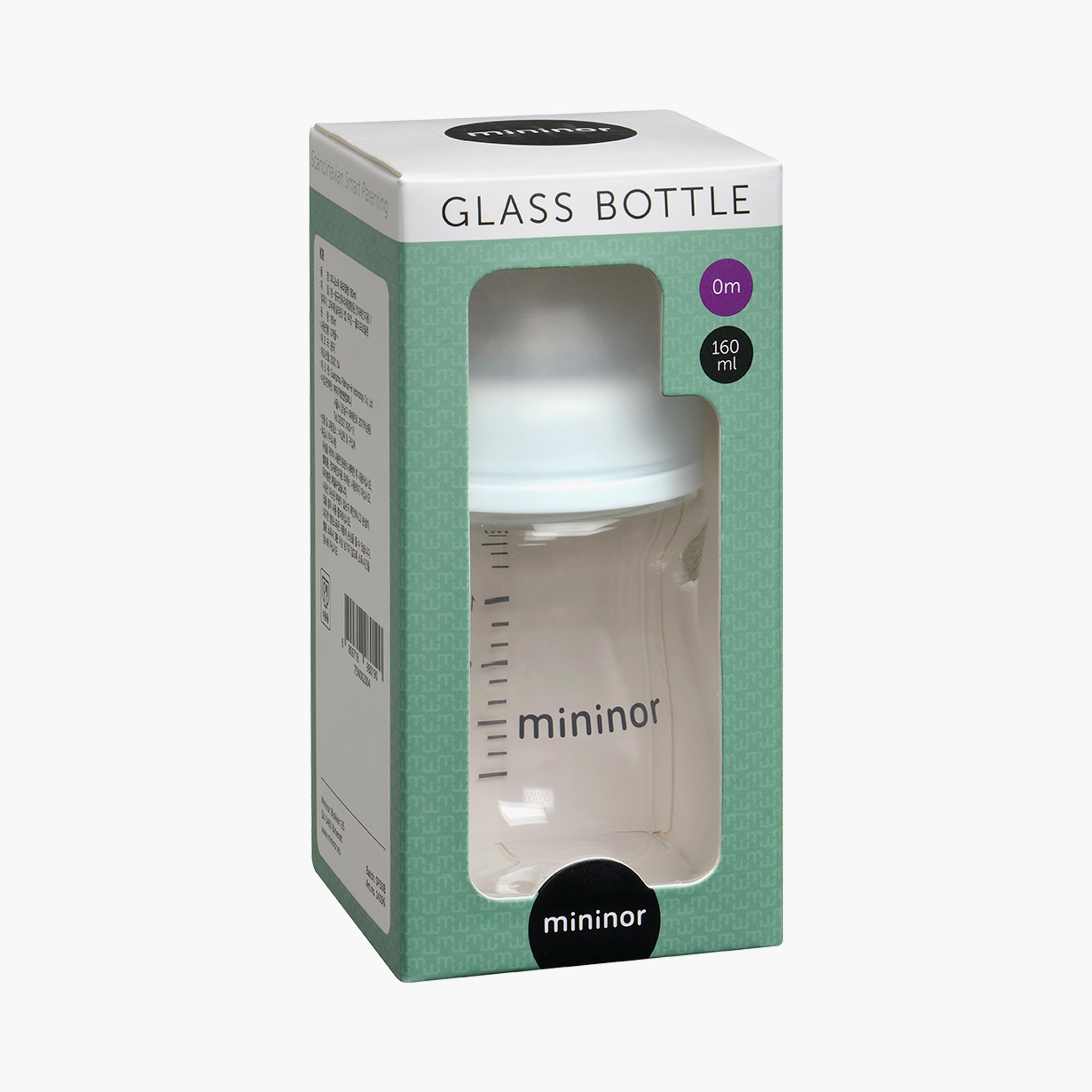 Mininor Glass Feeding Bottle with Teat - 160 ml - 0 Months-baby-feeding-feedingbottles-bottlesandteats-image-2