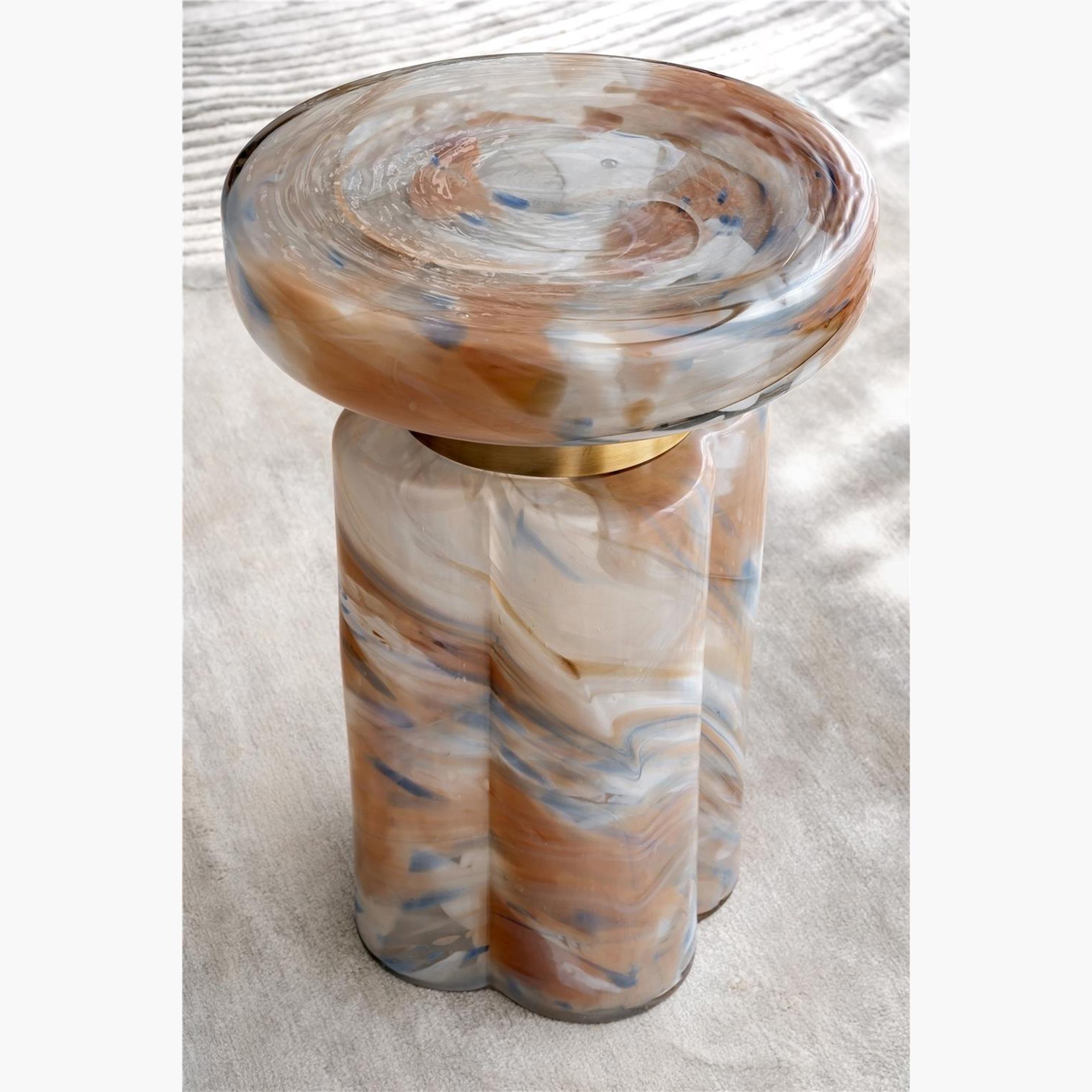 House of Serene Clover Glass Top Side Table