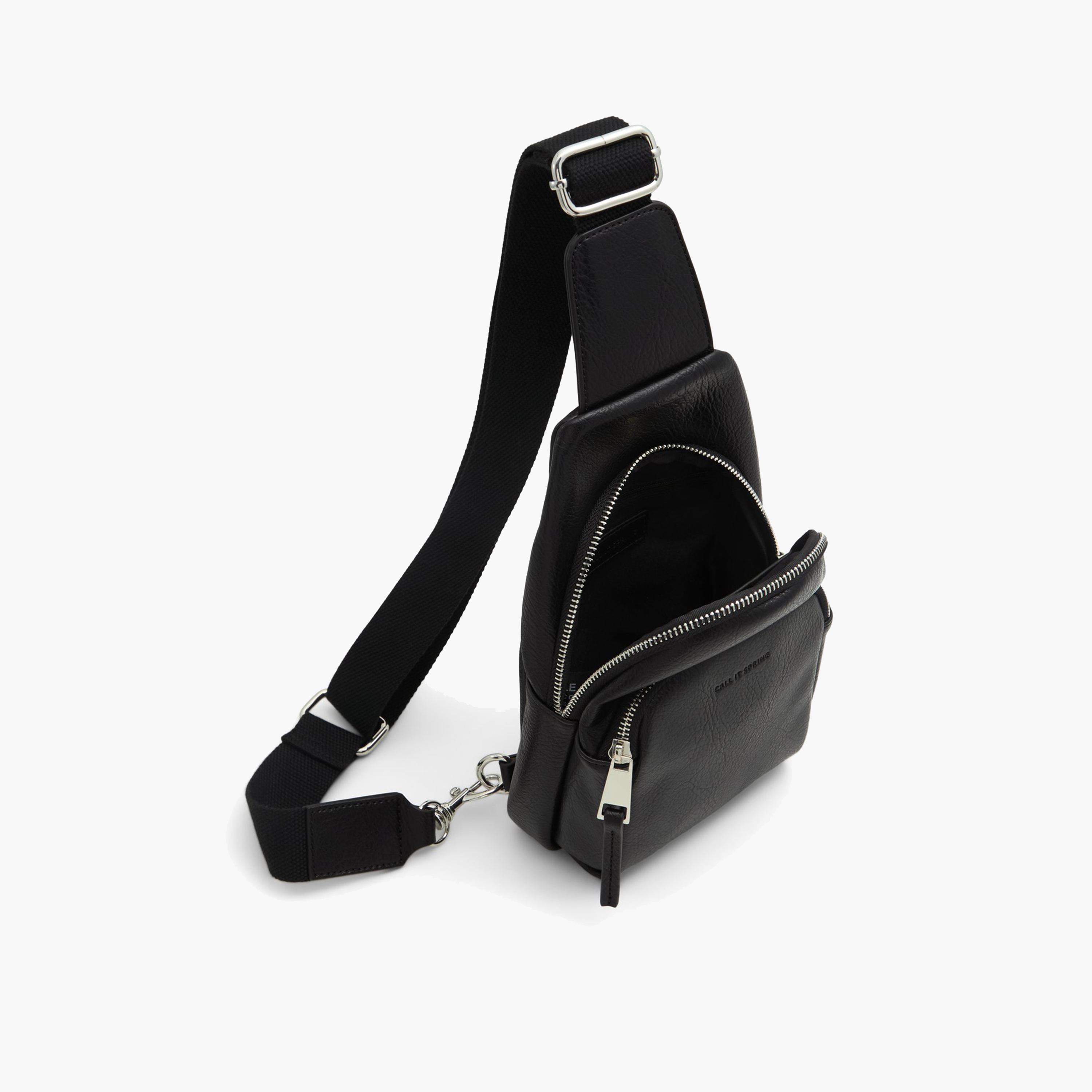 Call it Spring Monty Textured Crossbody Bag with Zipper closure and Adjustable Strap-men-bags-image-3
