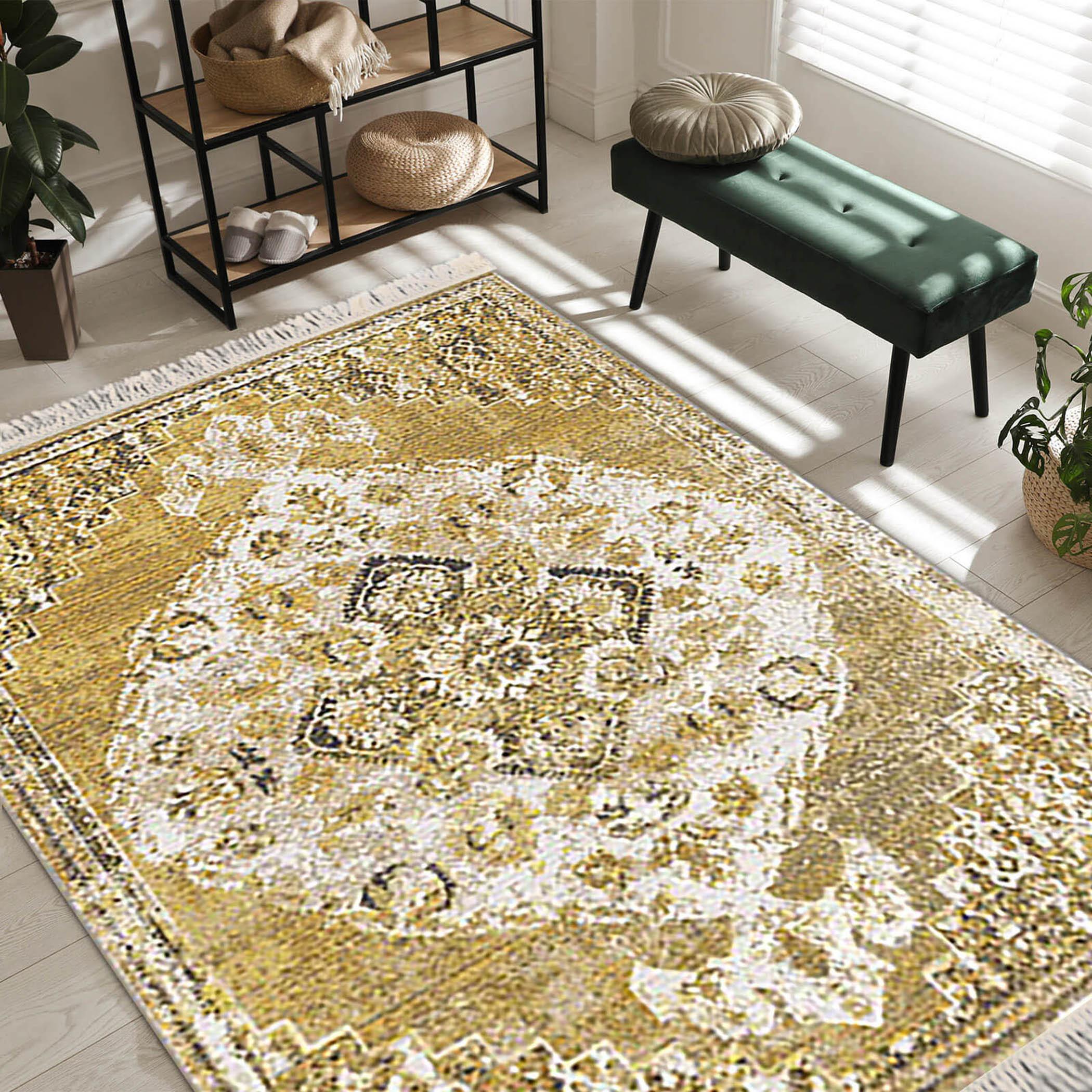 Decorative Velvet Turkish Carpet - 120x80 cms-household-rugsandcarpets-rugs-image-2