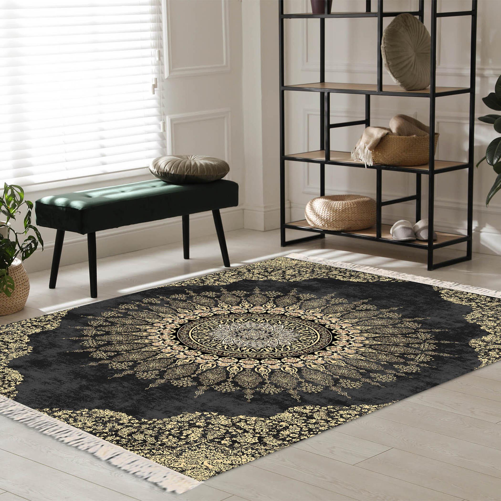 Decorative Velvet Turkish Carpet - 120x80 cms-household-rugsandcarpets-rugs-image-1