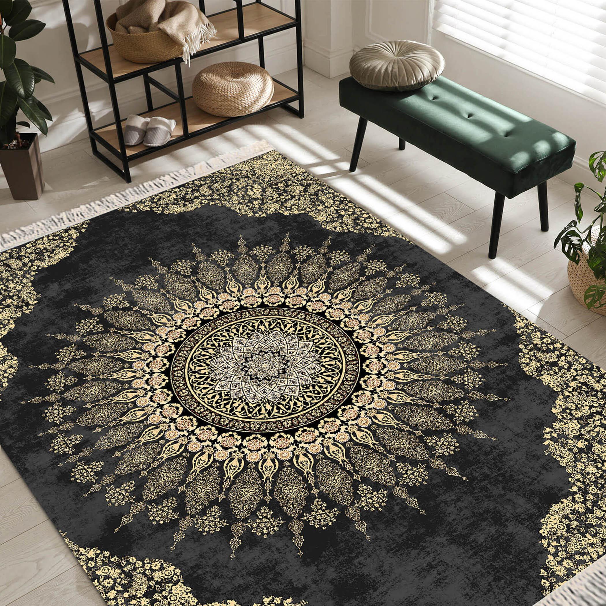 Decorative Velvet Turkish Carpet - 120x80 cms-household-rugsandcarpets-rugs-image-2