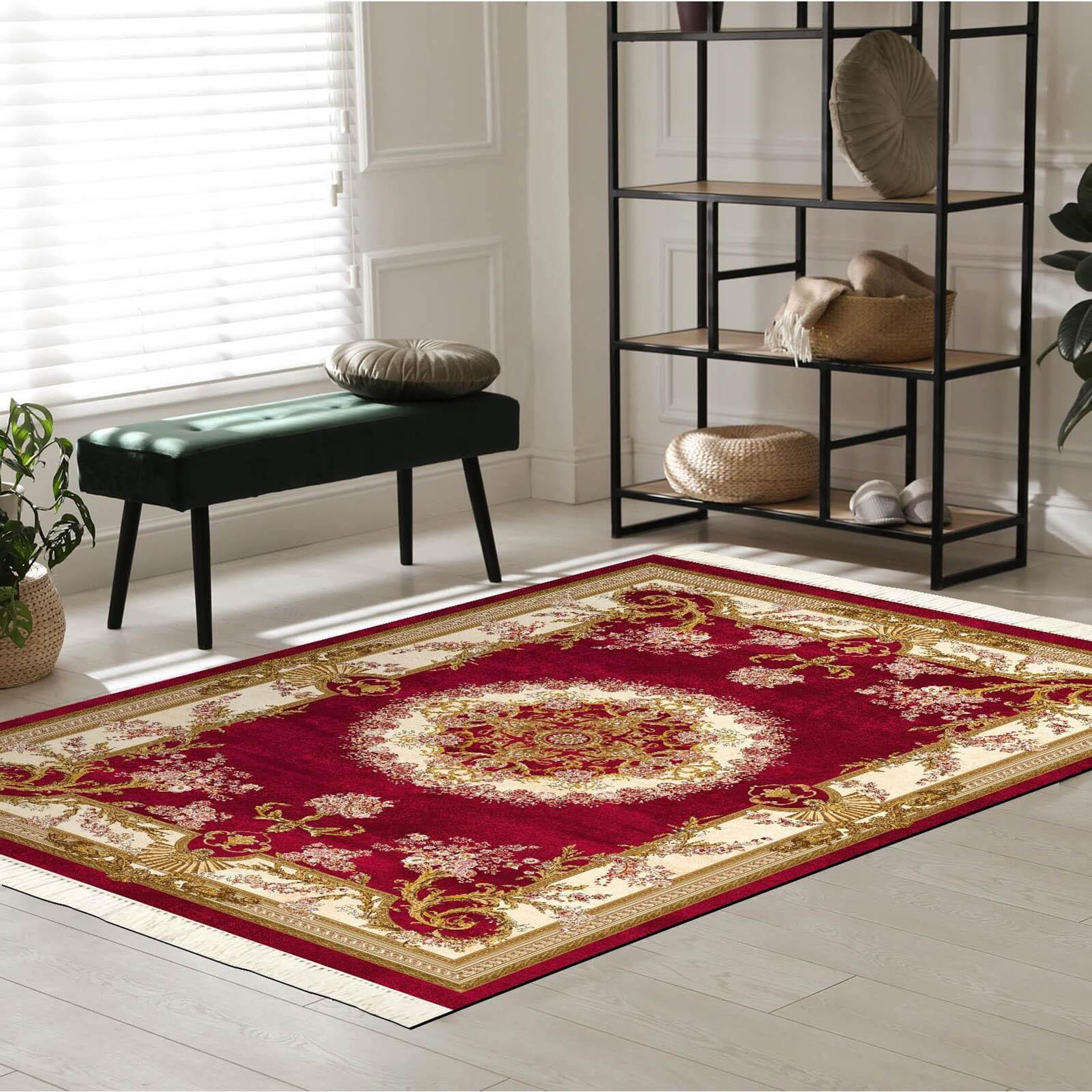 Decorative Velvet Turkish Carpet - 120x80 cms-household-rugsandcarpets-rugs-image-1