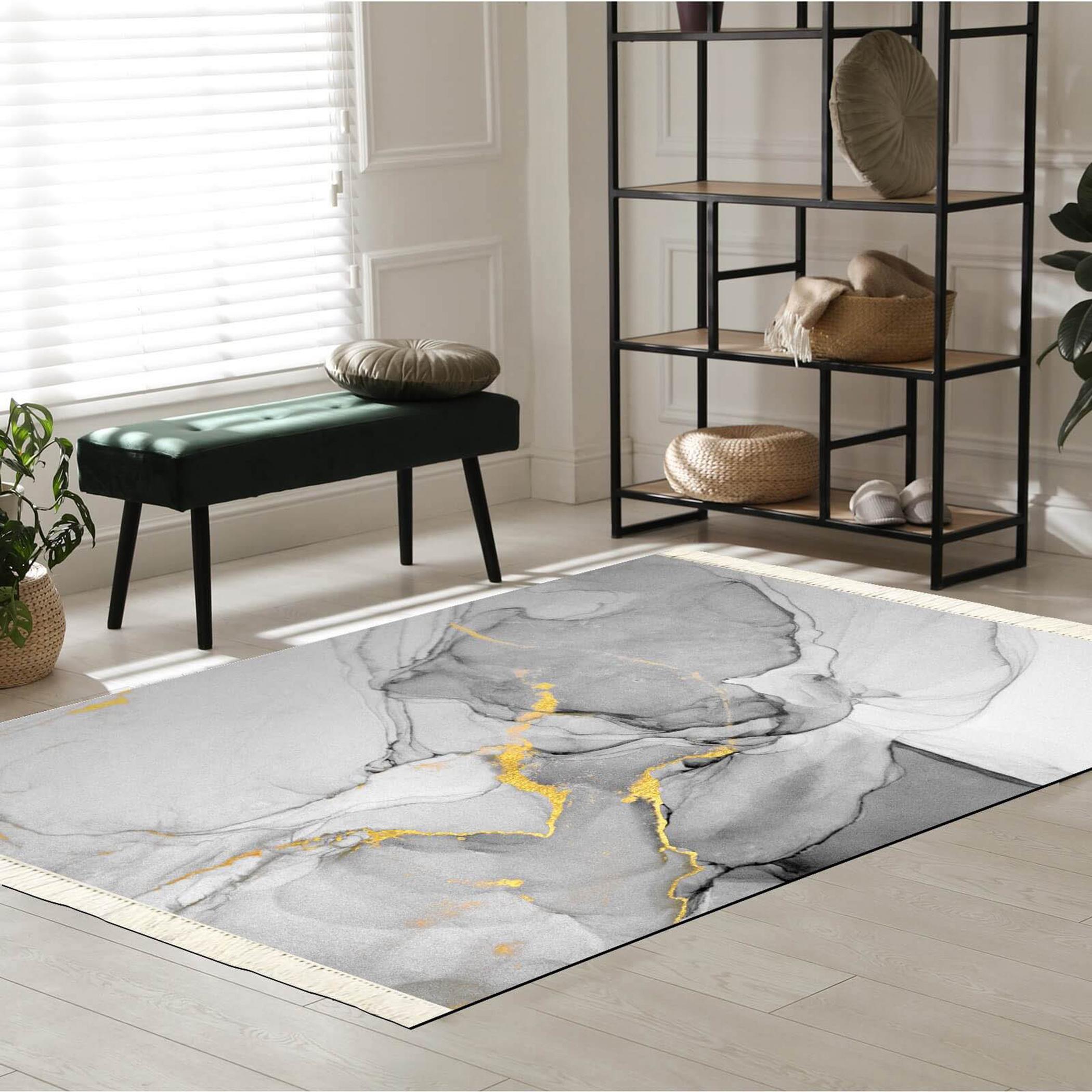 Decorative Velvet Turkish Carpet - 120x80 cms-household-rugsandcarpets-rugs-image-1