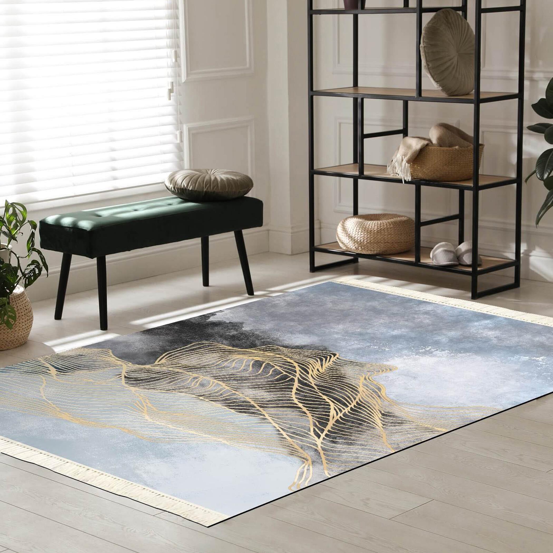 Decorative Velvet Turkish Carpet - 120x80 cms-household-rugsandcarpets-rugs-image-1