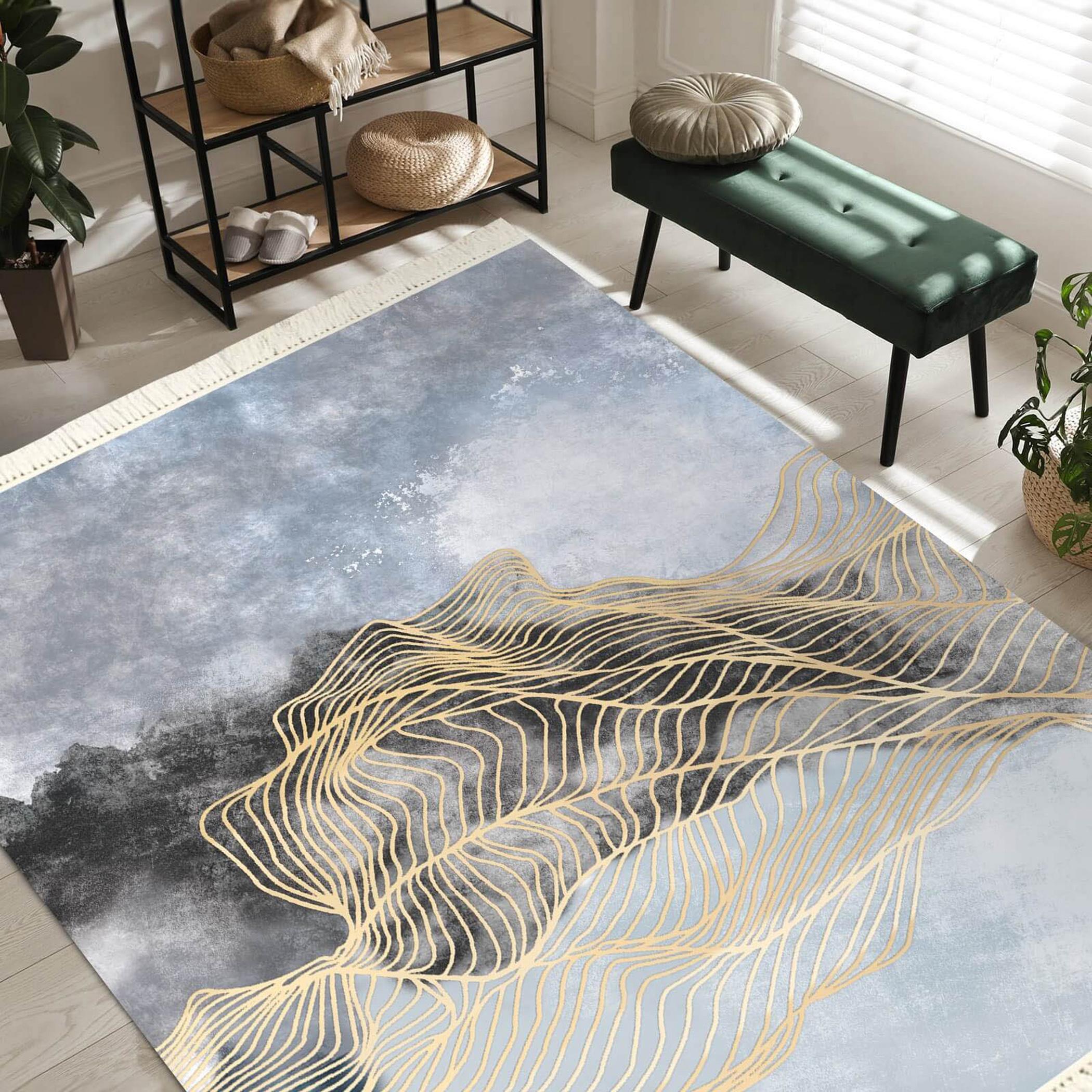 Decorative Velvet Turkish Carpet - 120x80 cms-household-rugsandcarpets-rugs-image-2