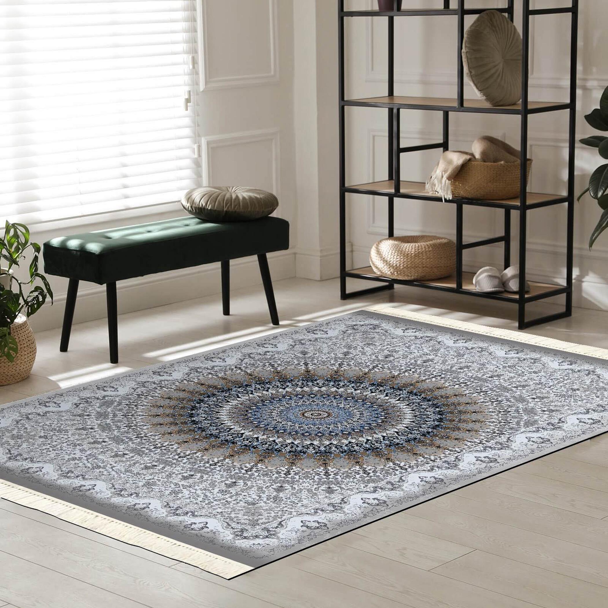 Decorative Velvet Turkish Carpet - 120x80 cm-household-rugsandcarpets-rugs-image-1