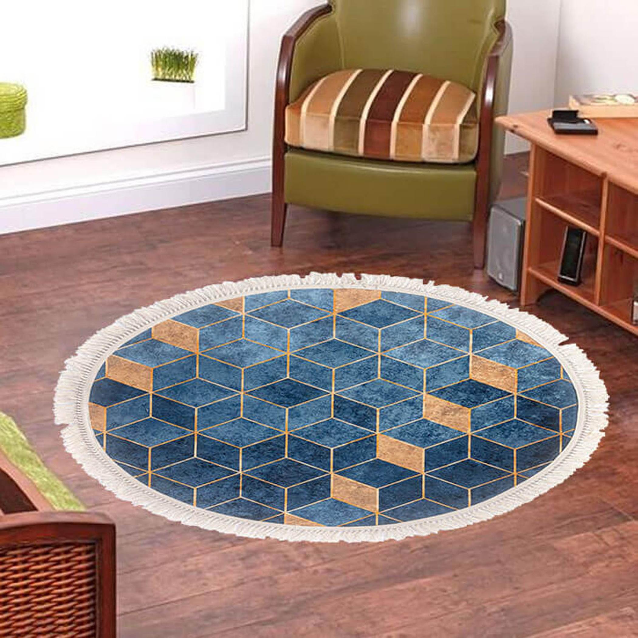 Decorative Velvet Turkish Carpet - 120x120 cms-household-rugsandcarpets-rugs-image-4