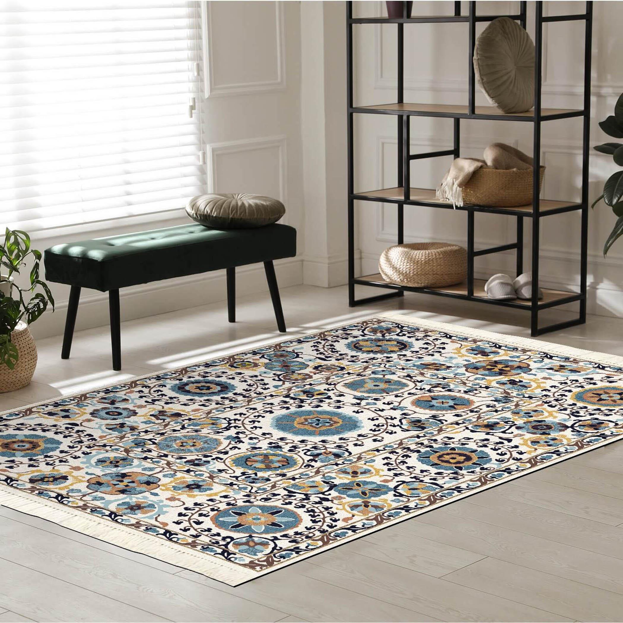 Decorative Velvet Turkish Carpet - 120x80 cms-household-rugsandcarpets-rugs-image-1