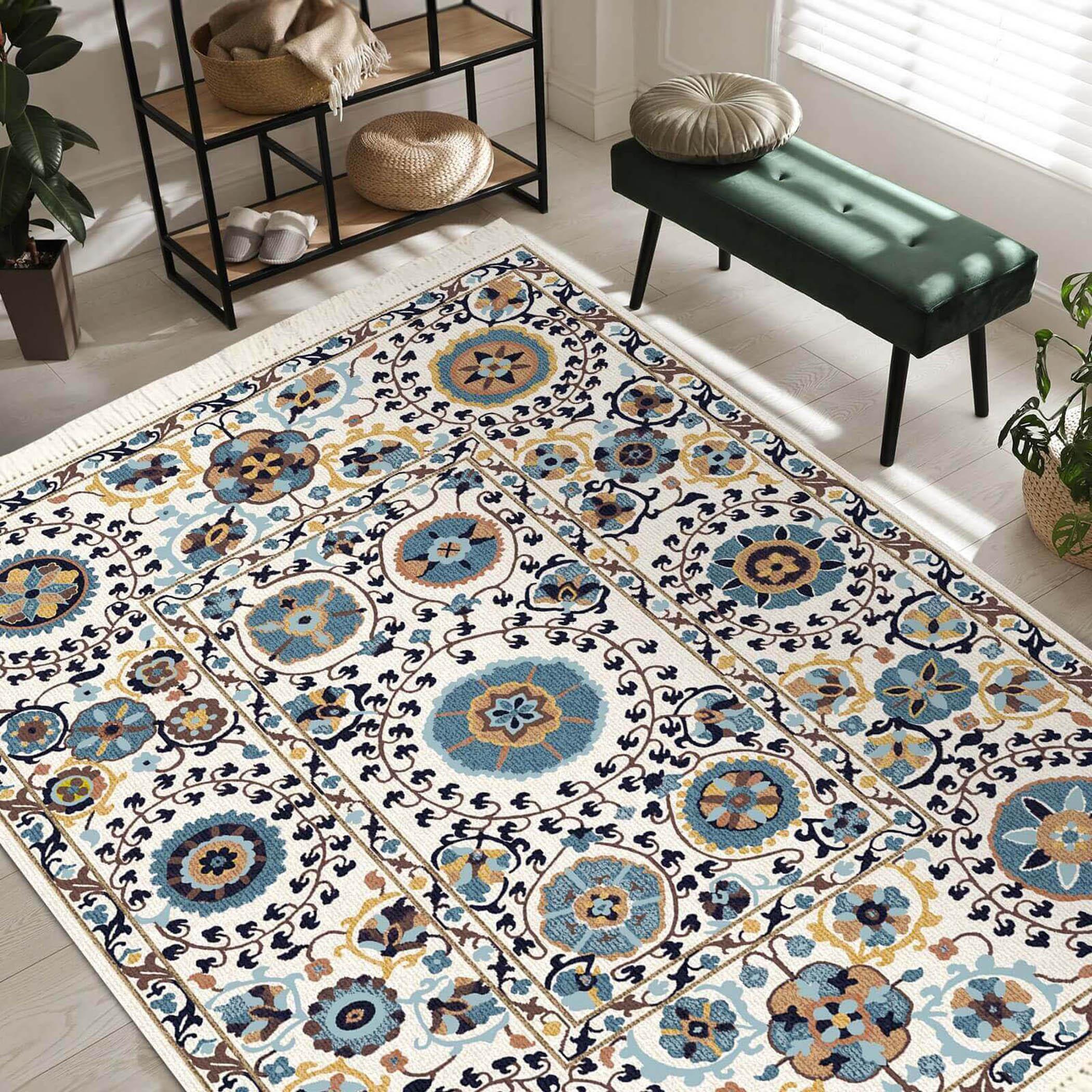 Decorative Velvet Turkish Carpet - 120x80 cms-household-rugsandcarpets-rugs-image-2