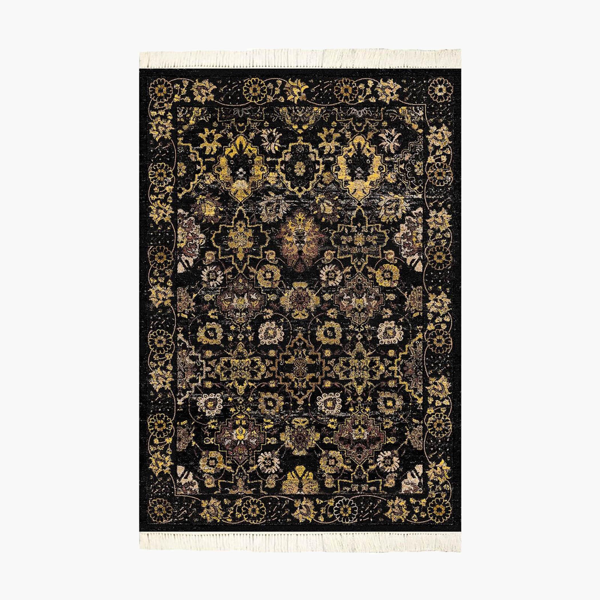 Printed Velvet Turkish Rectangular Decorative Carpet - 120x80 cms-household-rugsandcarpets-rugs-image-3