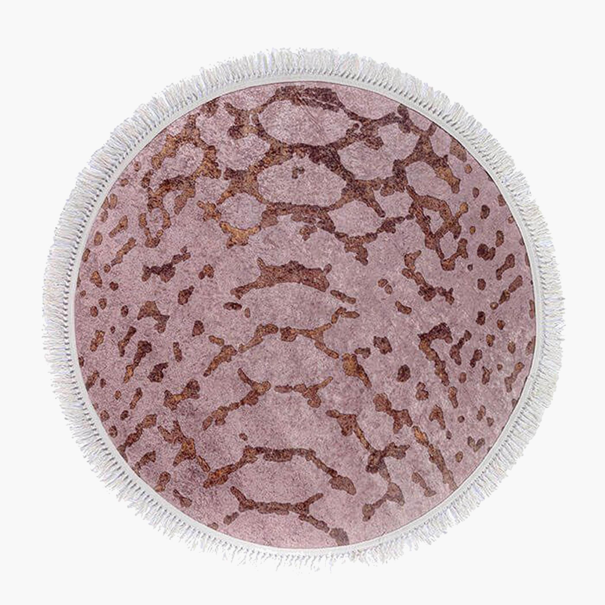 Velvet Turkish Round Decorative Carpet - 120x120 cms-household-rugsandcarpets-rugs-image-4