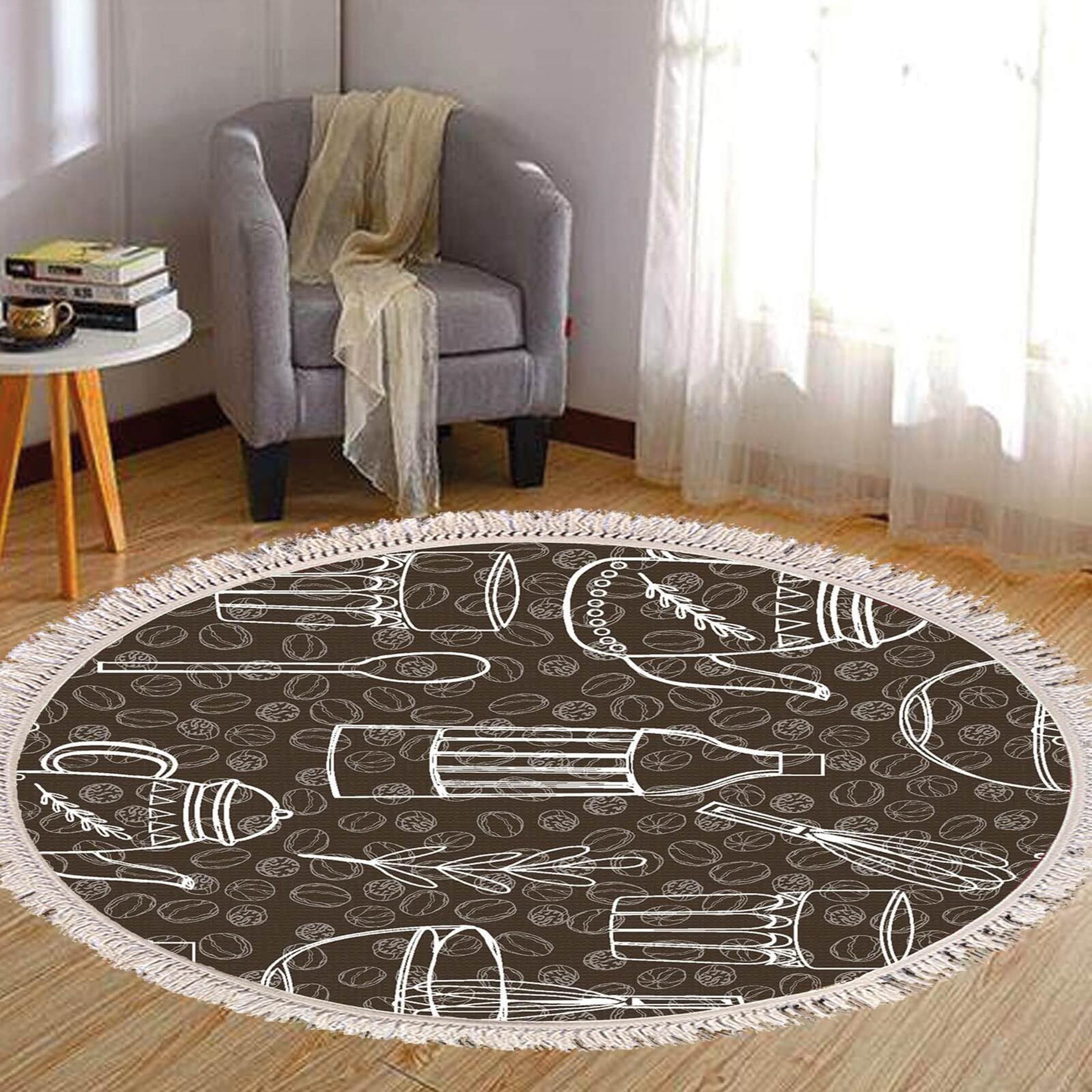 Decorative Velvet Turkish Carpet - 120x120 cm-household-rugsandcarpets-rugs-image-1