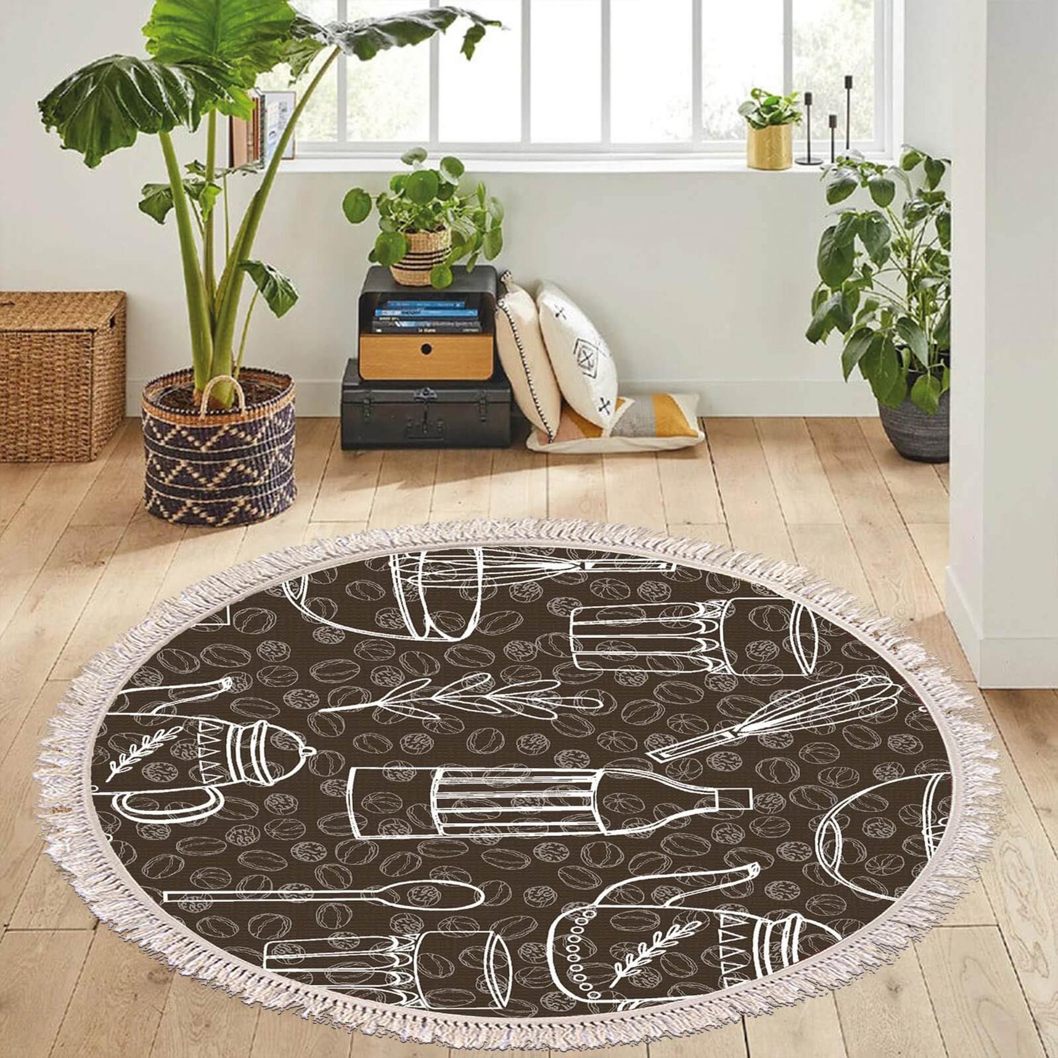 Decorative Velvet Turkish Carpet - 120x120 cm-household-rugsandcarpets-rugs-image-2