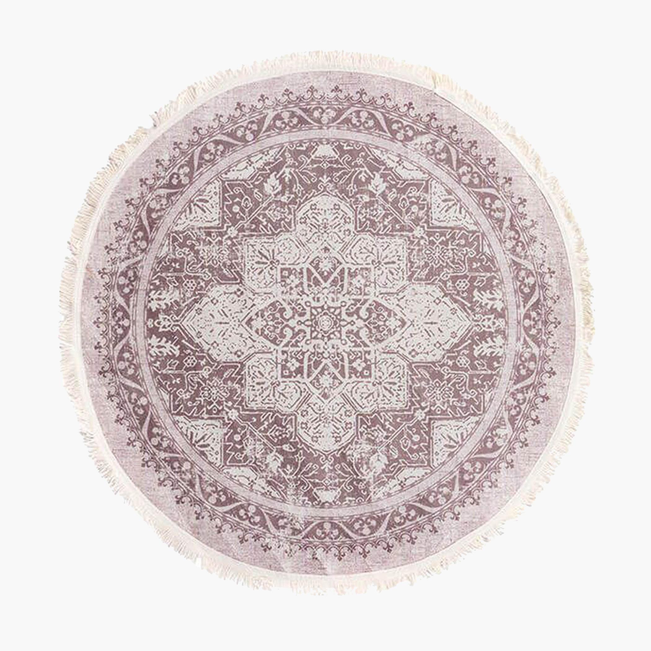 Velvet Turkish Round Decorative Carpet - 120x120 cm-household-rugsandcarpets-rugs-image-4