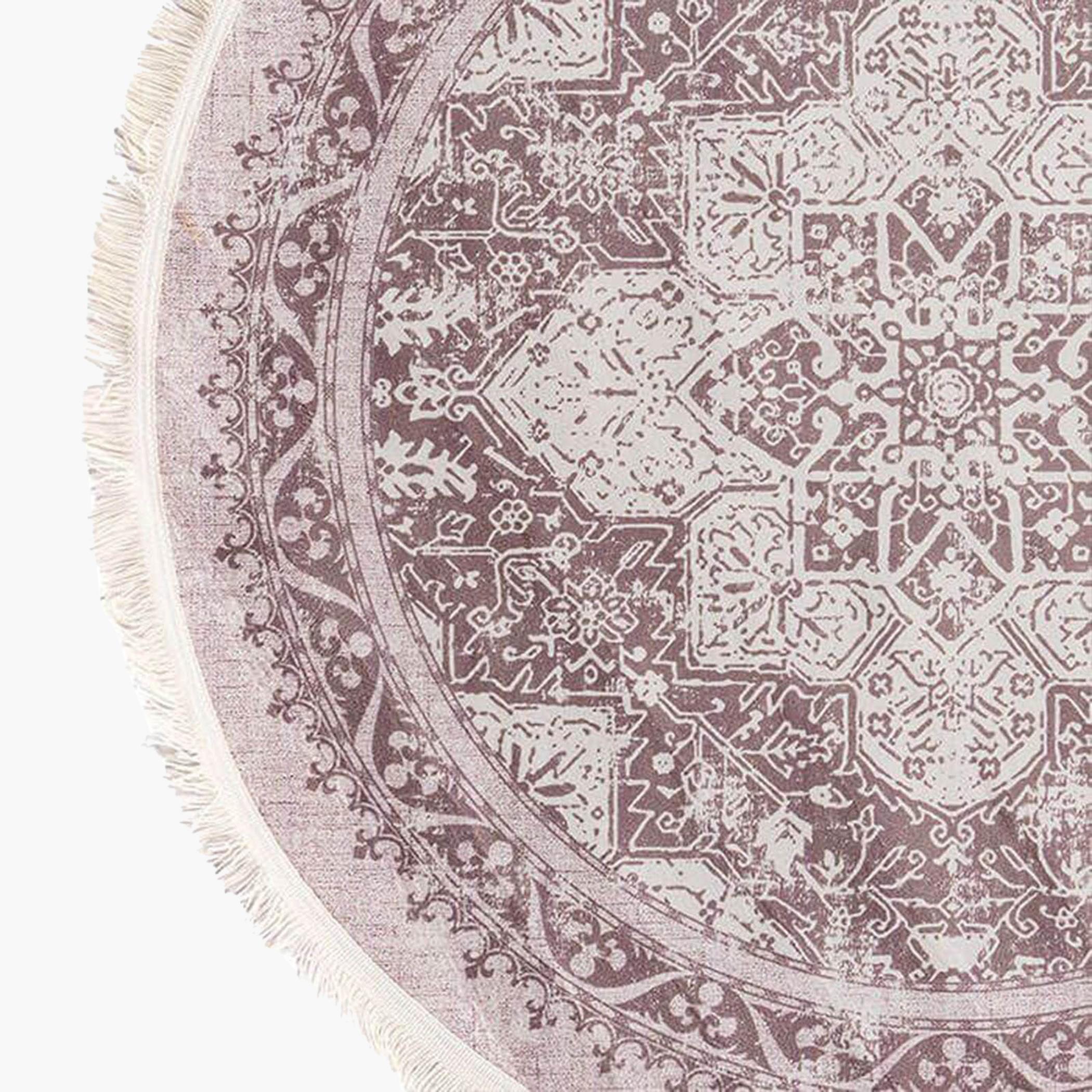 Velvet Turkish Round Decorative Carpet - 120x120 cm-household-rugsandcarpets-rugs-image-5