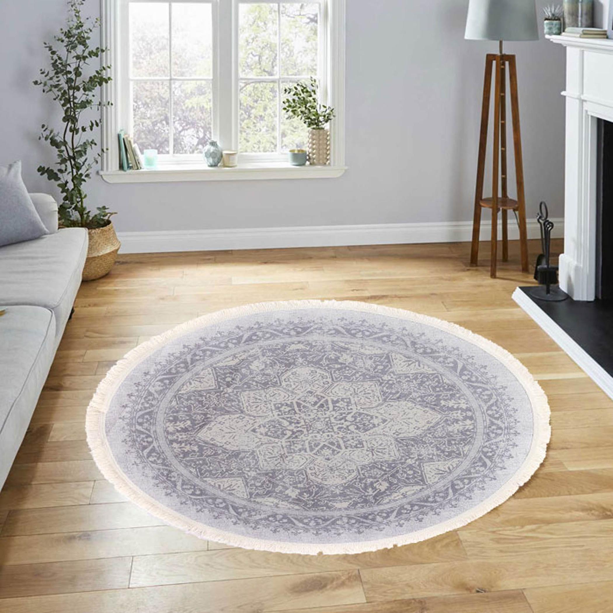 Decorative Velvet Turkish Carpet - 120x120 cm-household-rugsandcarpets-rugs-image-1