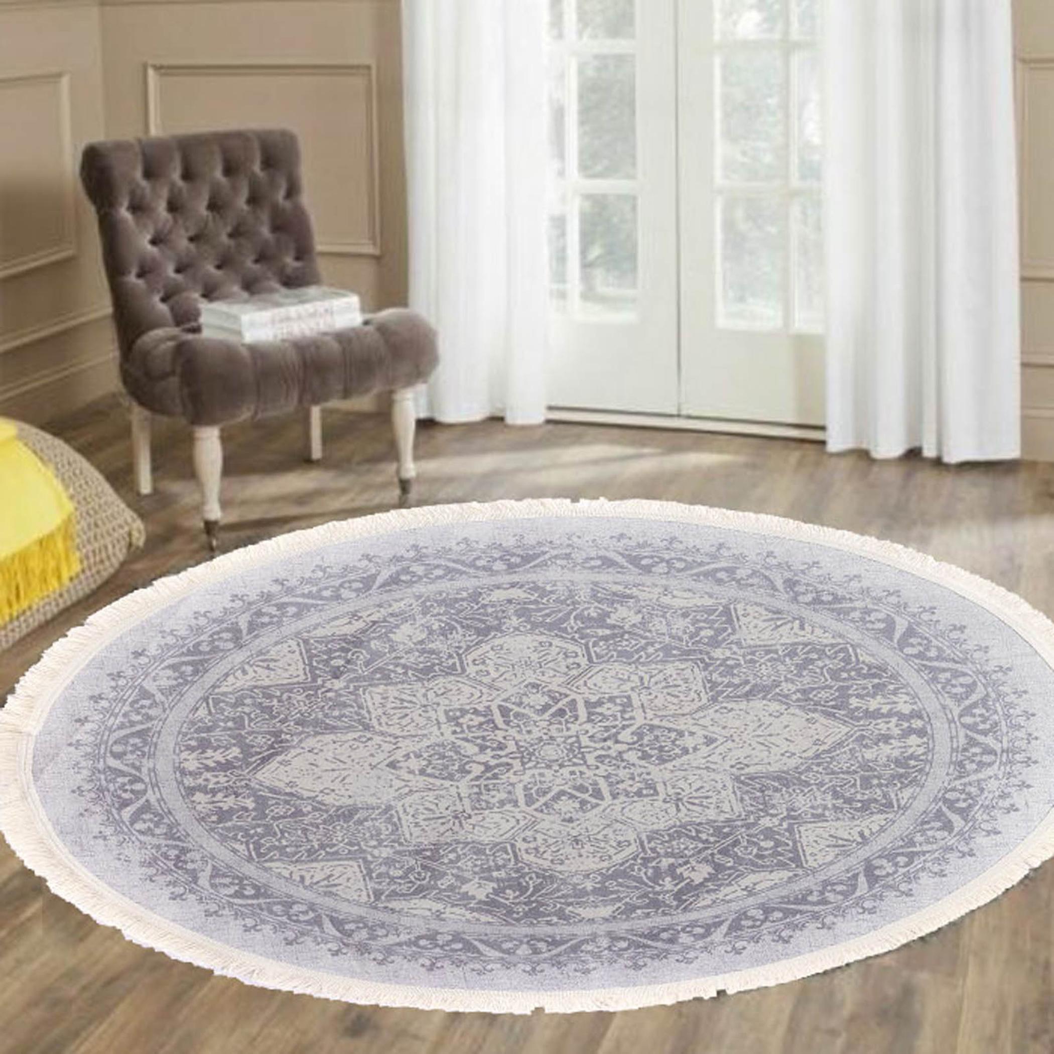 Decorative Velvet Turkish Carpet - 120x120 cm-household-rugsandcarpets-rugs-image-2