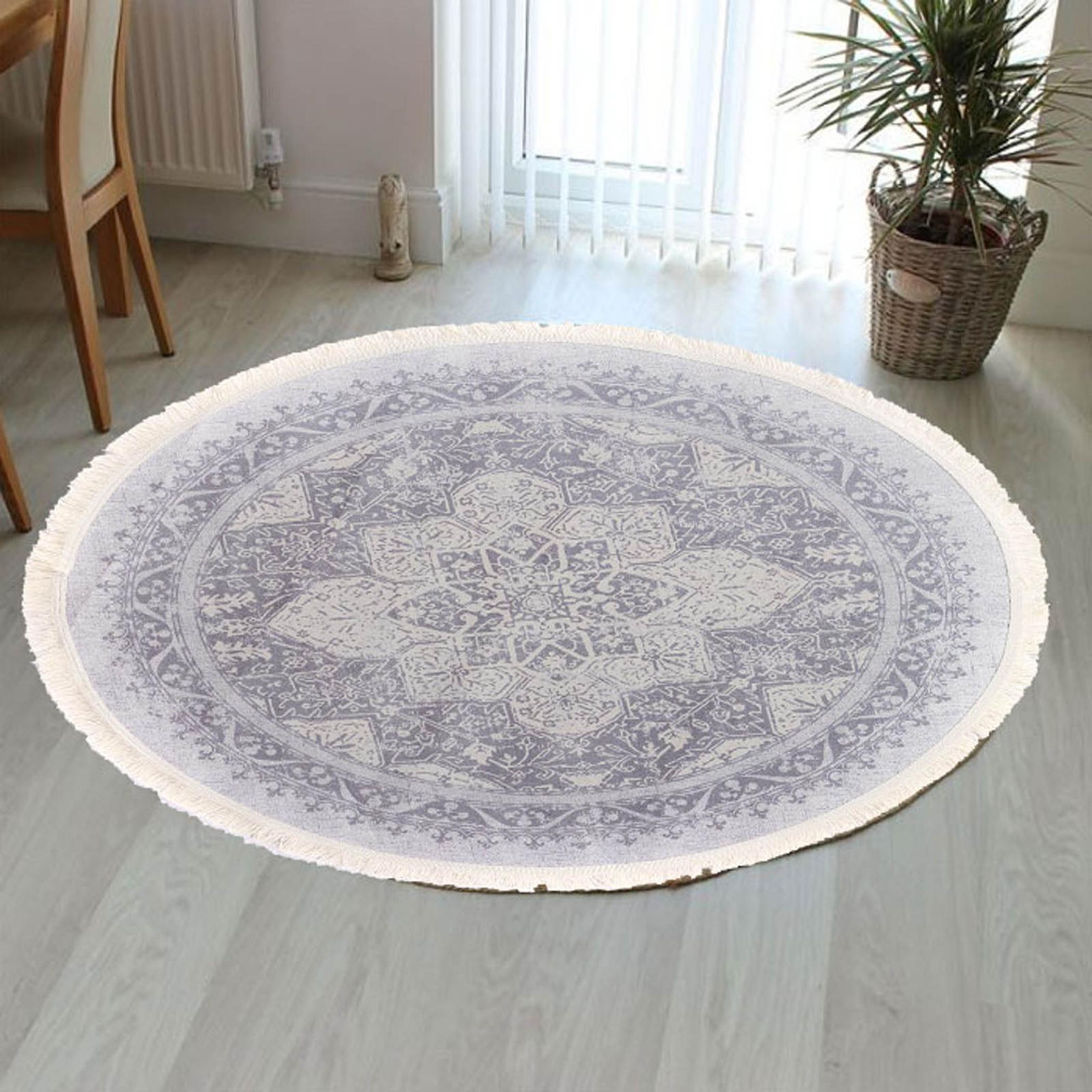Decorative Velvet Turkish Carpet - 120x120 cm-household-rugsandcarpets-rugs-image-3