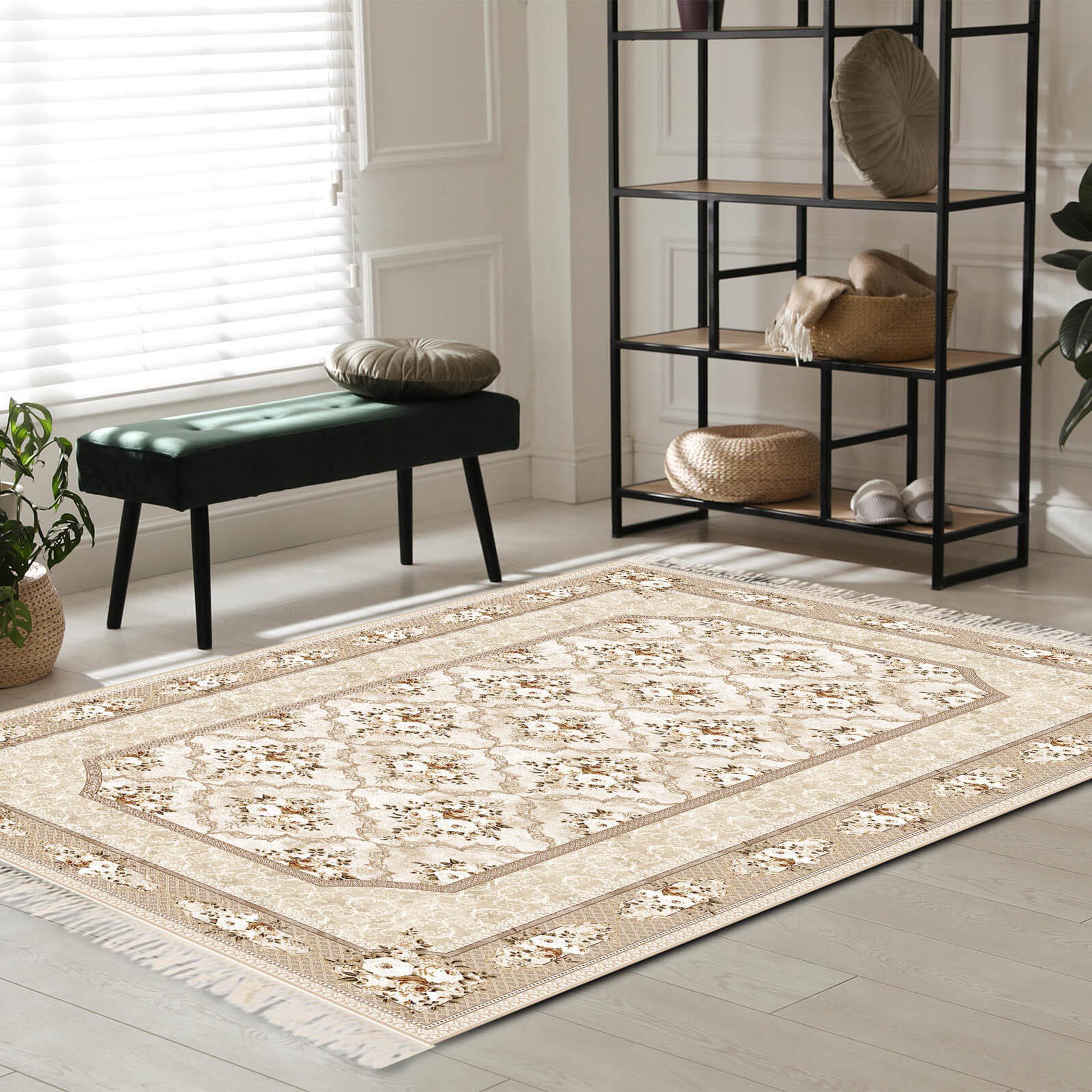 Velvet Turkish Rectangular Decorative Carpet - 120x80 cm-household-rugsandcarpets-rugs-image-1